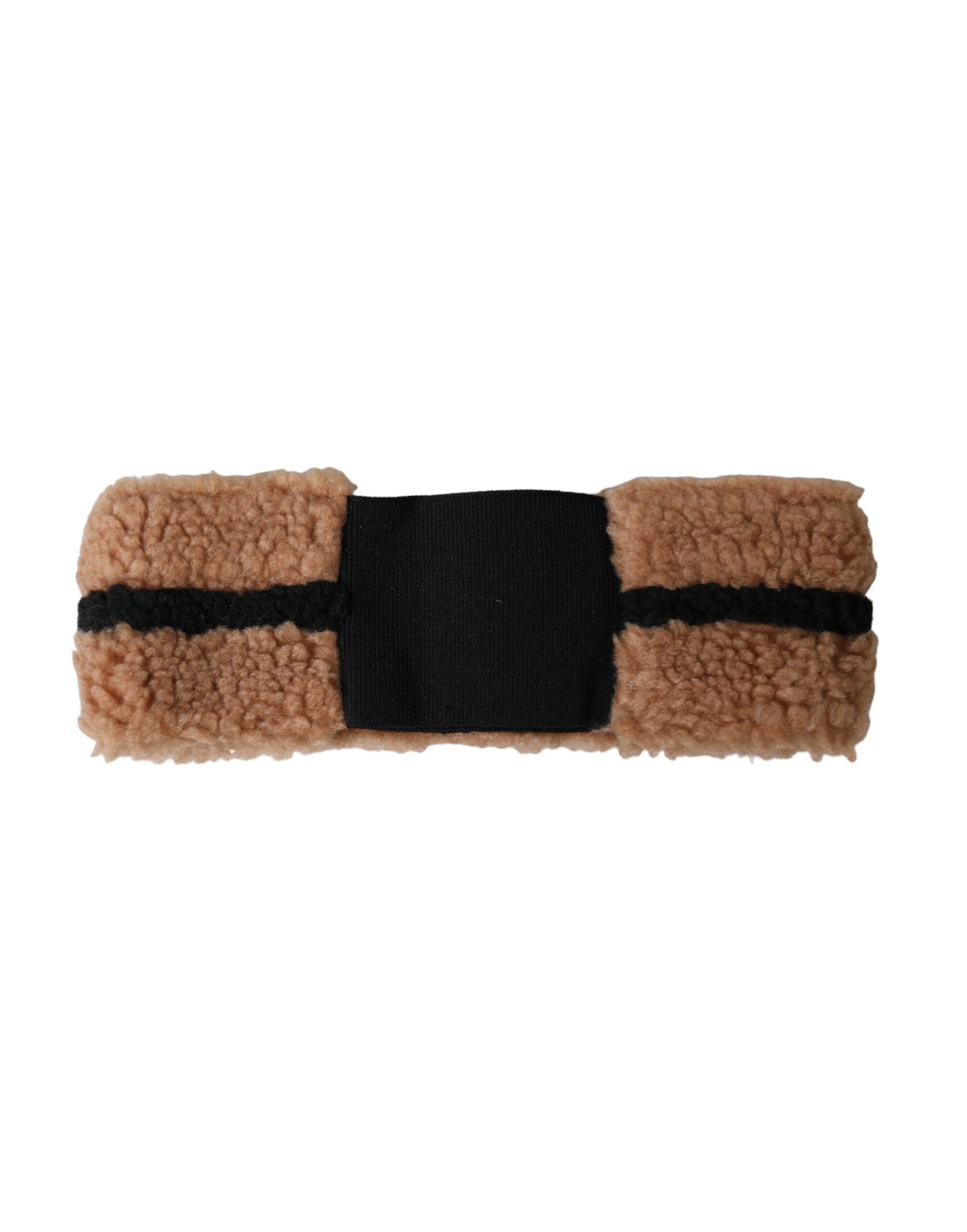 Dolce & Gabbana - Gorro con diadema de lana polar marrón y negro para hombre-2
