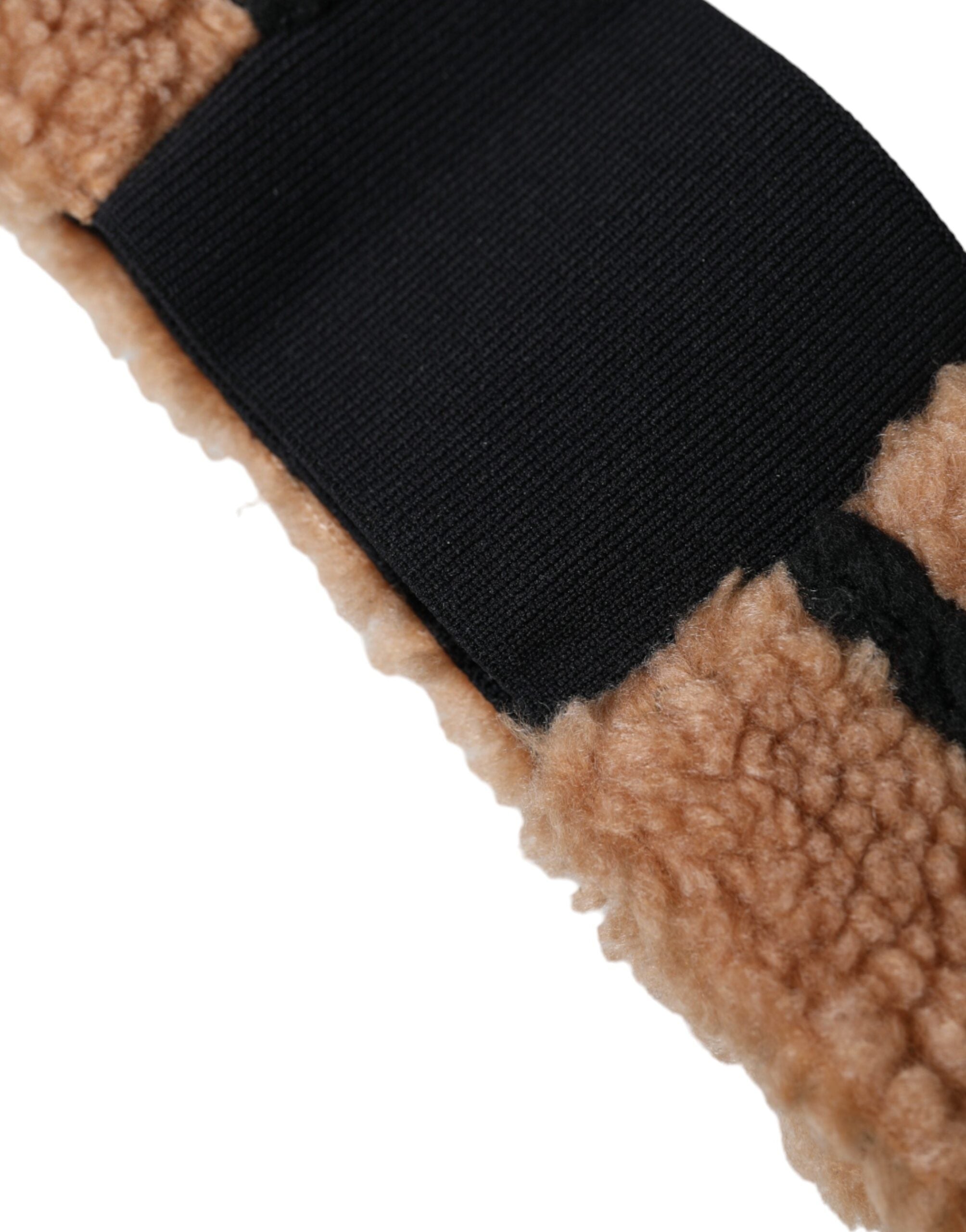 Dolce & Gabbana - Gorro con diadema de lana polar marrón y negro para hombre-3