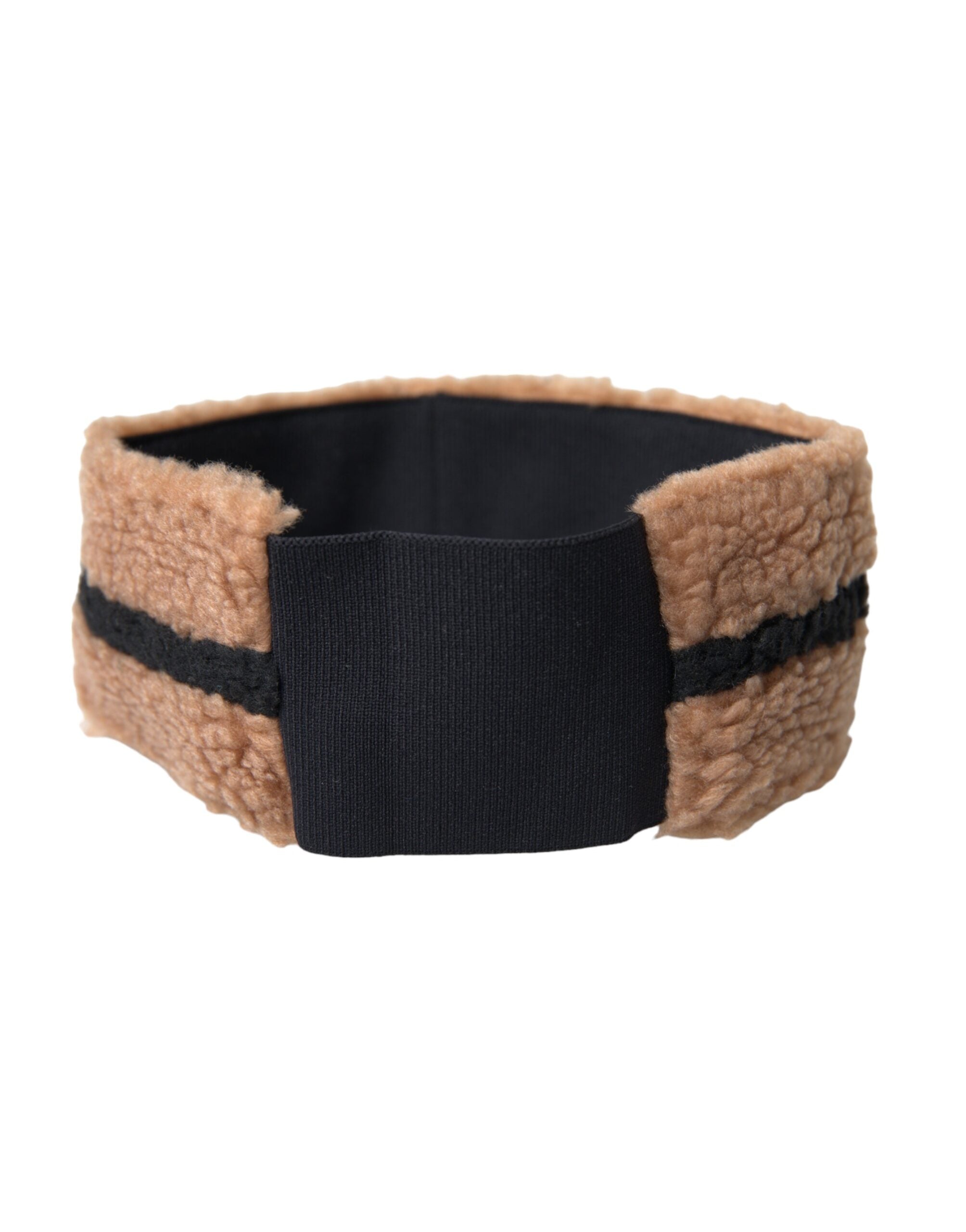 Dolce & Gabbana - Gorro con diadema de lana polar marrón y negro para hombre-4