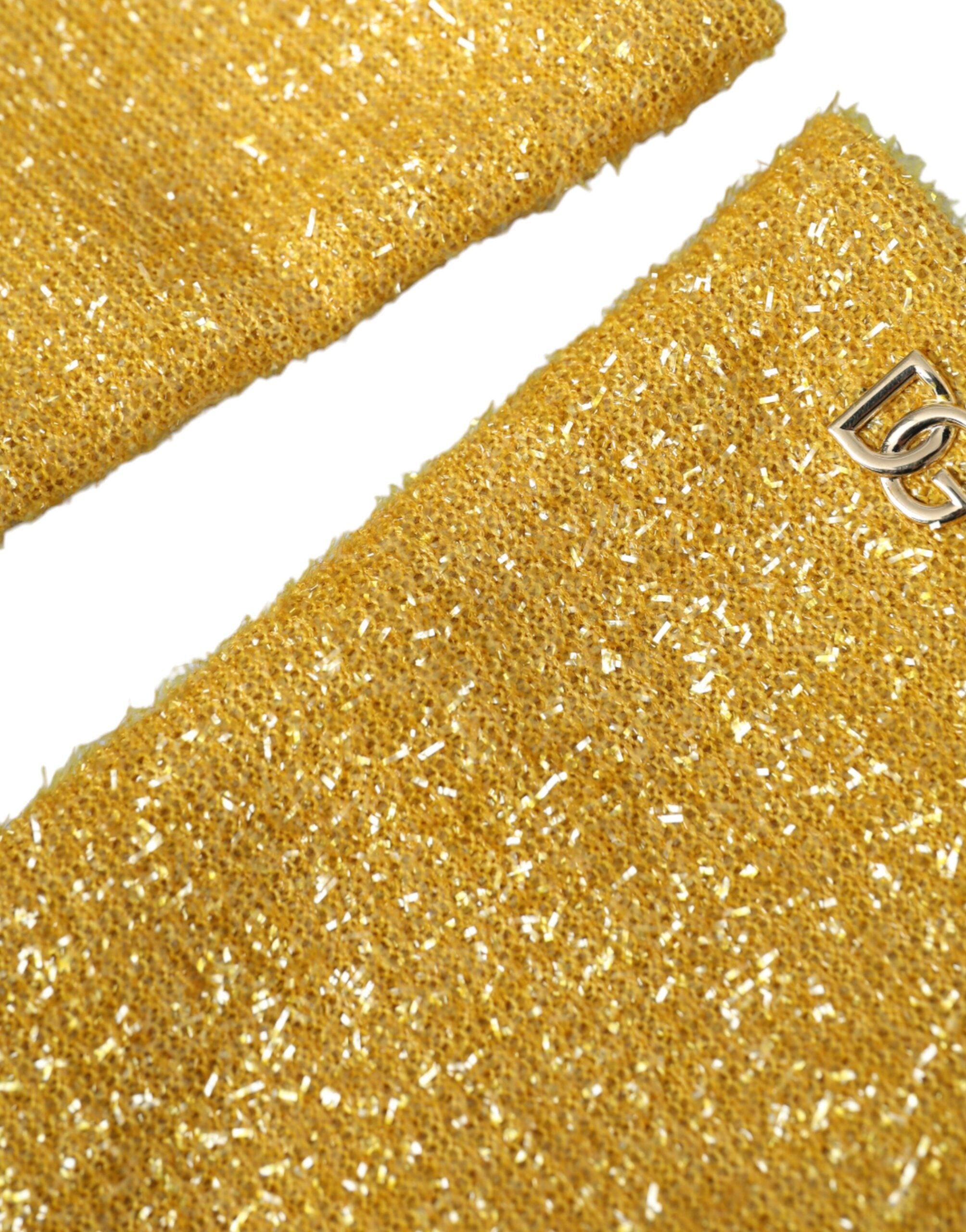 Dolce & Gabbana Gold Lurex Fantasia Medium Sleeve Gloves-2