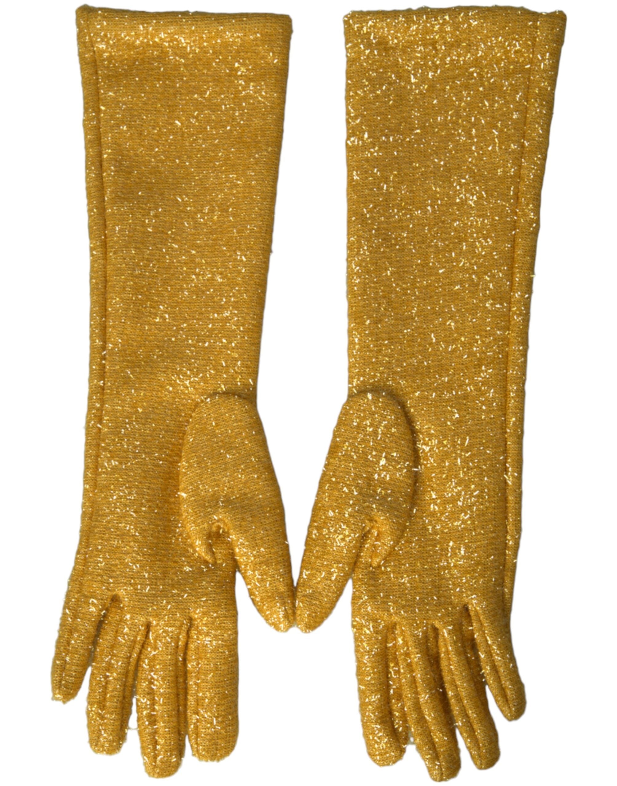 Dolce & Gabbana Gold Lurex Fantasia Medium Sleeve Gloves-3