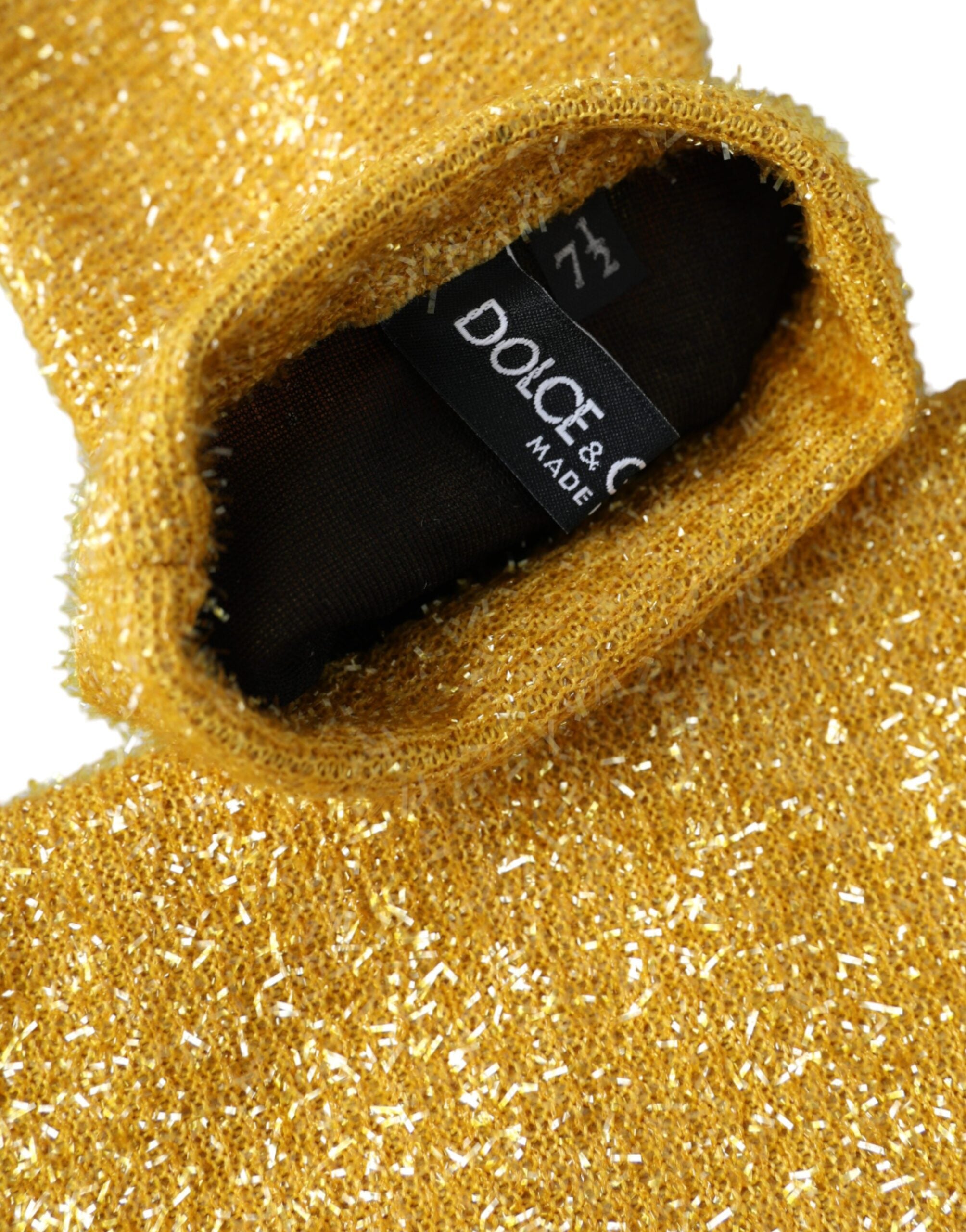 Dolce & Gabbana Gold Lurex Fantasia Medium Sleeve Gloves-4
