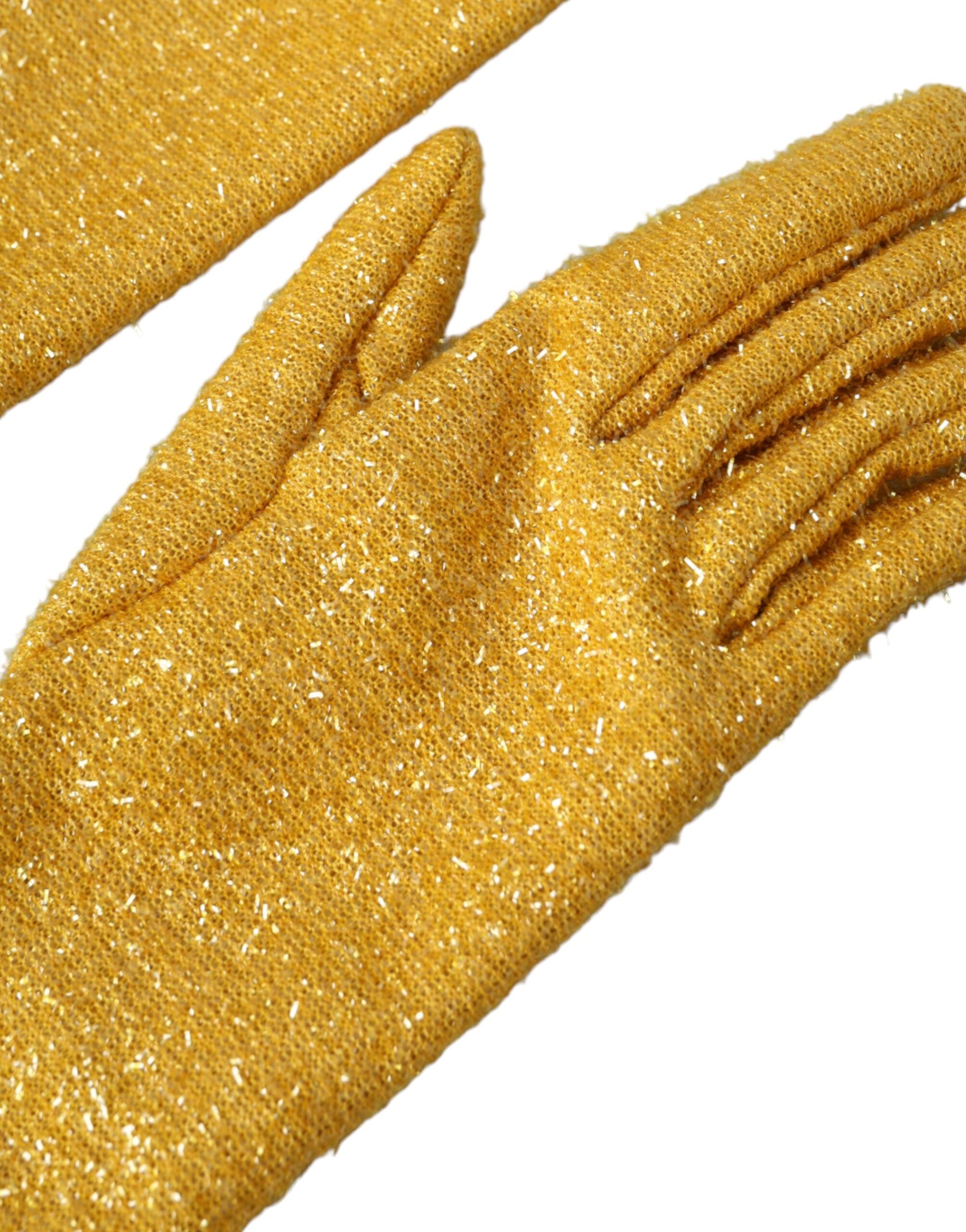 Dolce & Gabbana Gold Lurex Fantasia Medium Sleeve Gloves-5