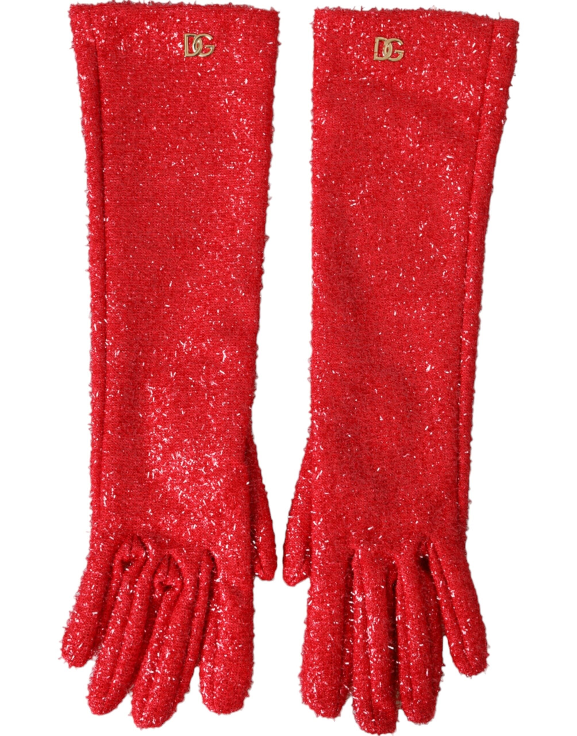 Guantes Fantasia de lúrex rojo de Dolce & Gabbana, manga media-1