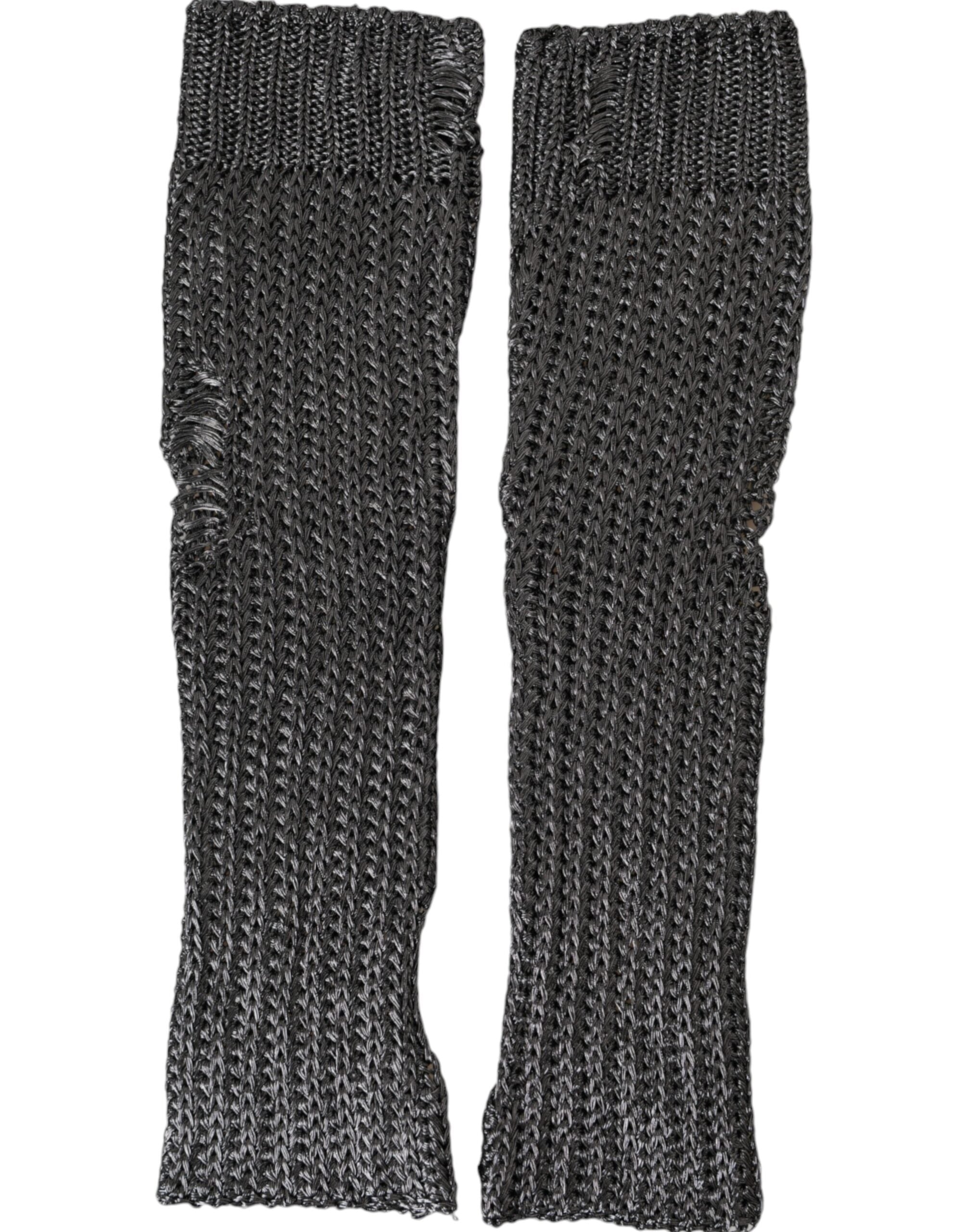 Dolce & Gabbana Grey viscose knit fingerless gloves-2