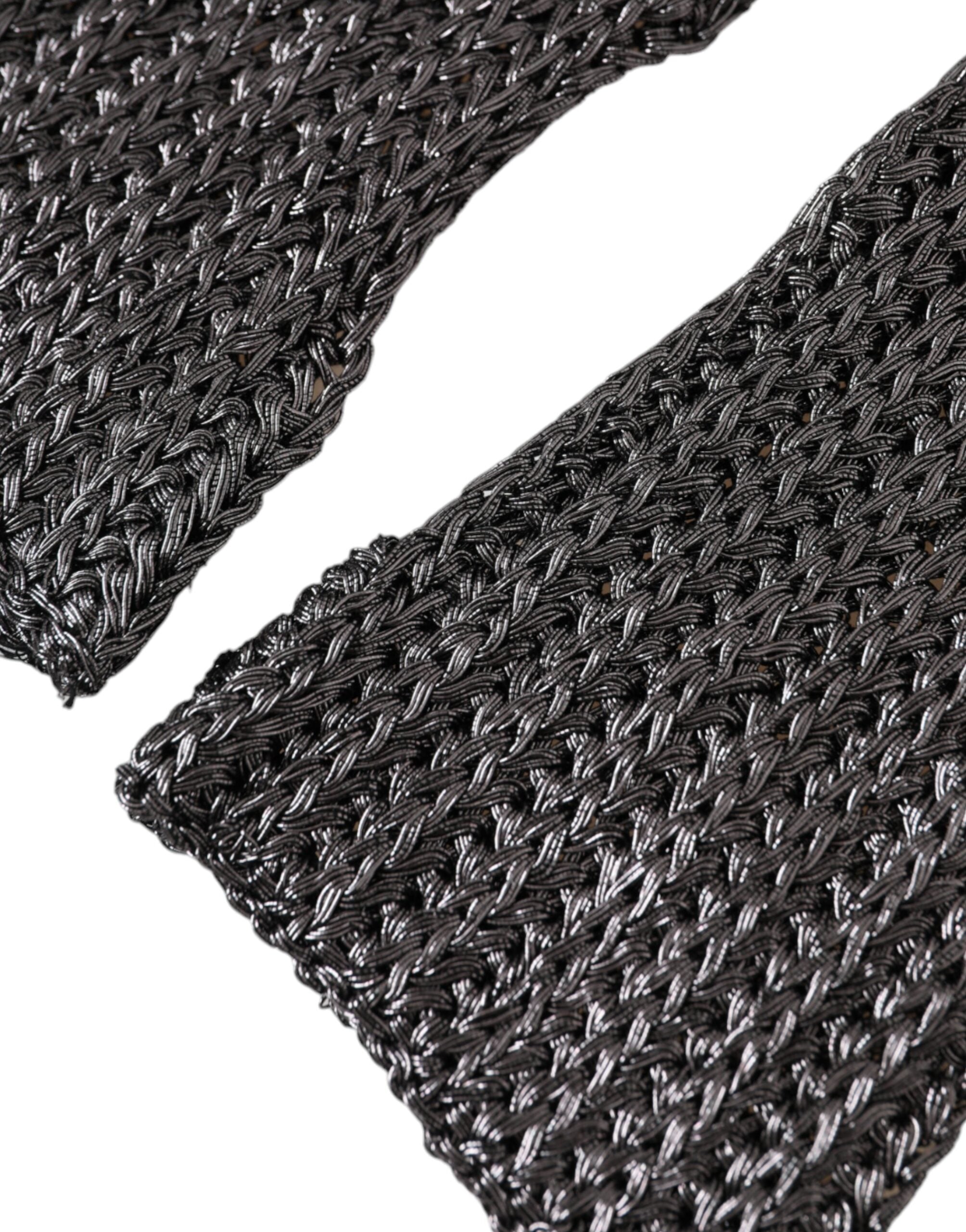 Dolce & Gabbana Grey viscose knit fingerless gloves-3