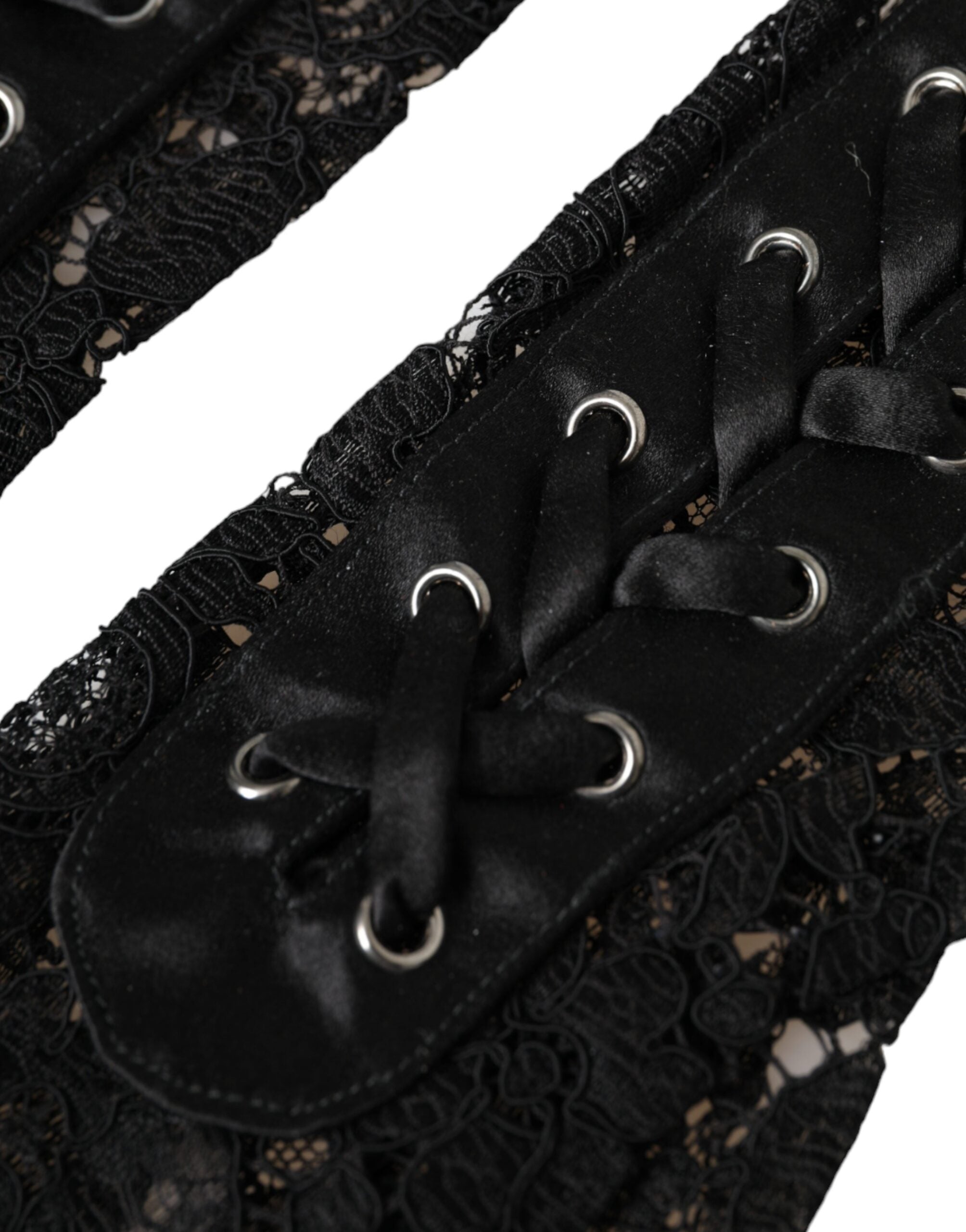 Guantes hasta el codo de encaje Taormina negro de Dolce & Gabbana-3