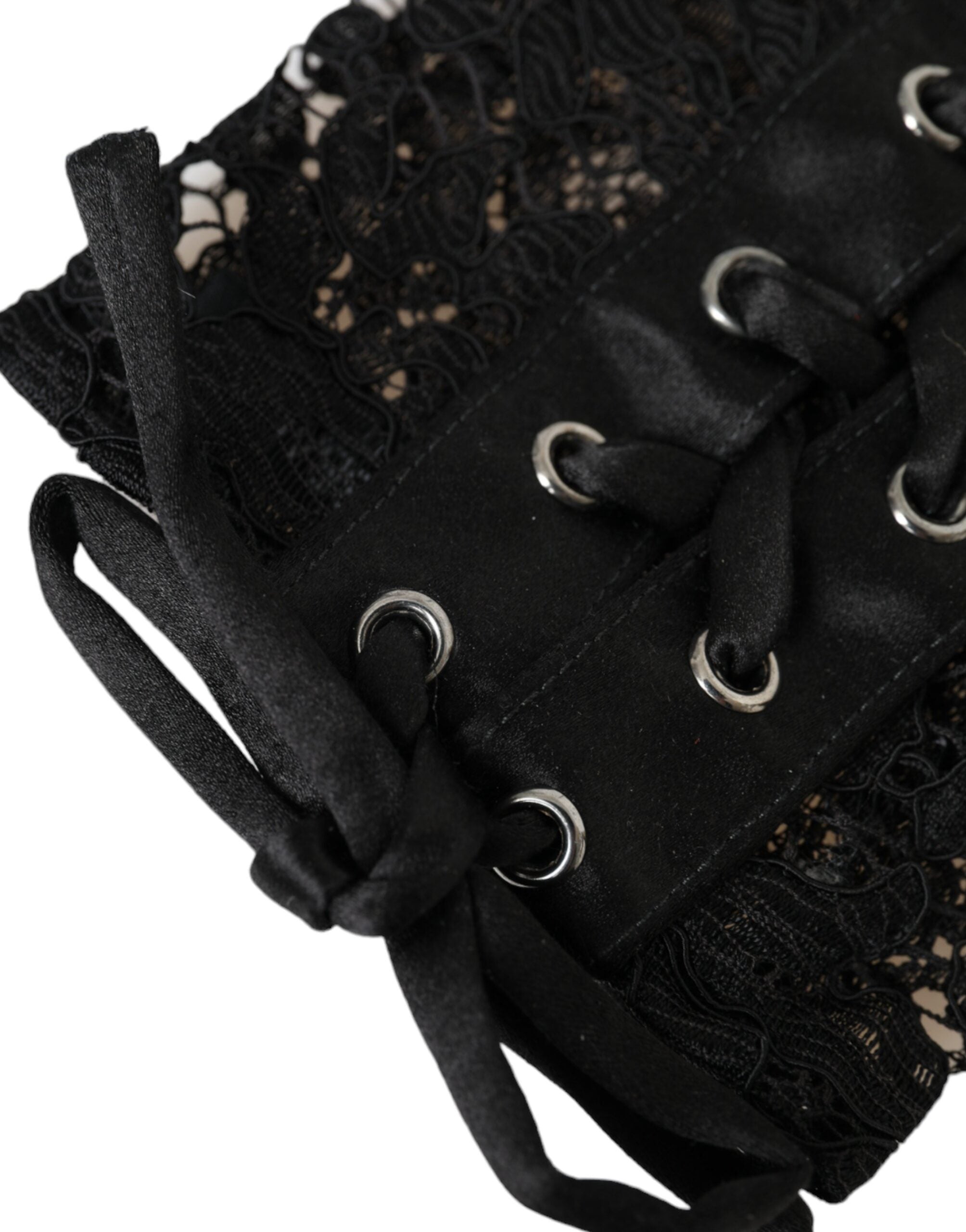 Guantes hasta el codo de encaje Taormina negro de Dolce & Gabbana-5