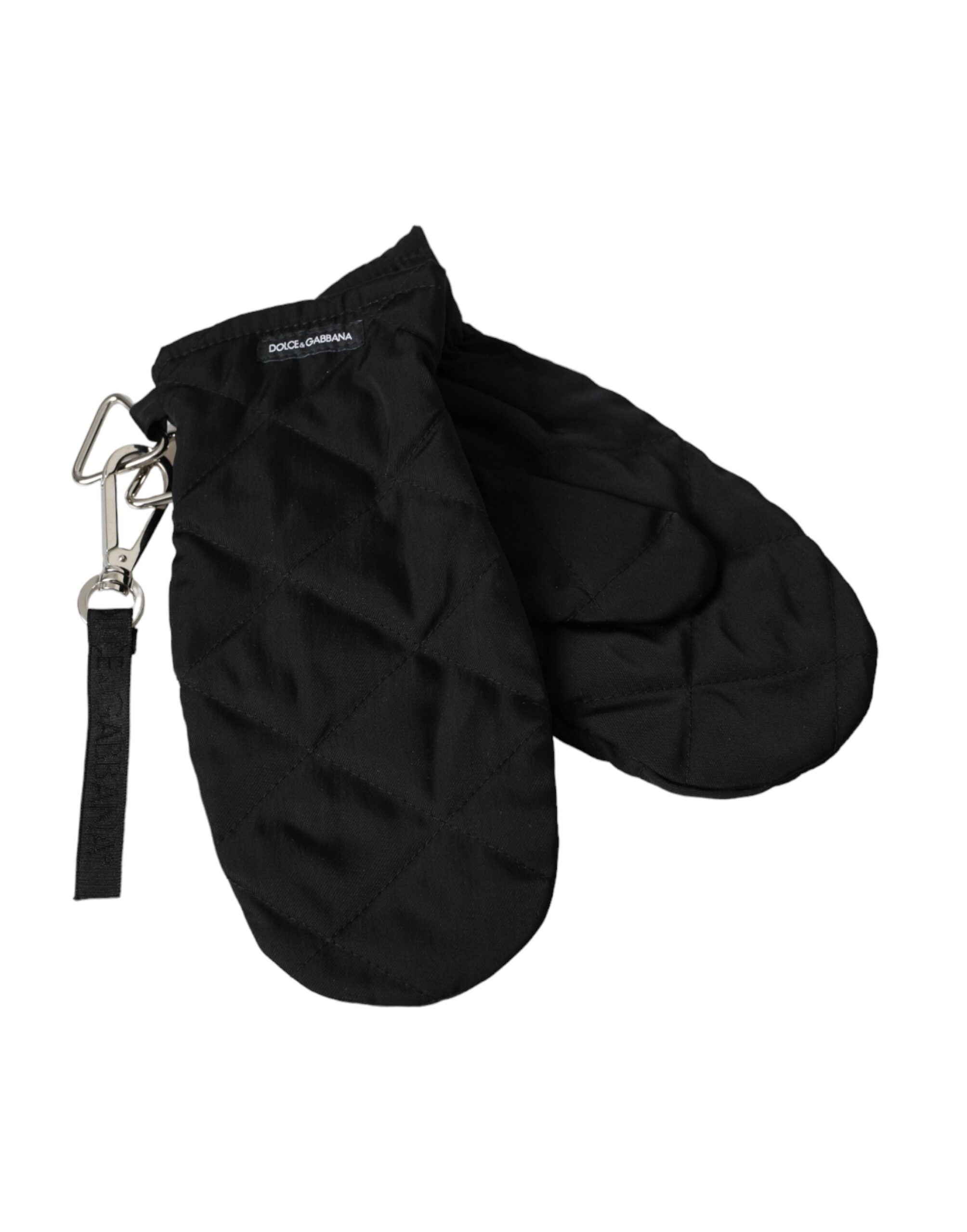 Dolce & Gabbana Black Quilted Nylon Wrist Length Gloves-1