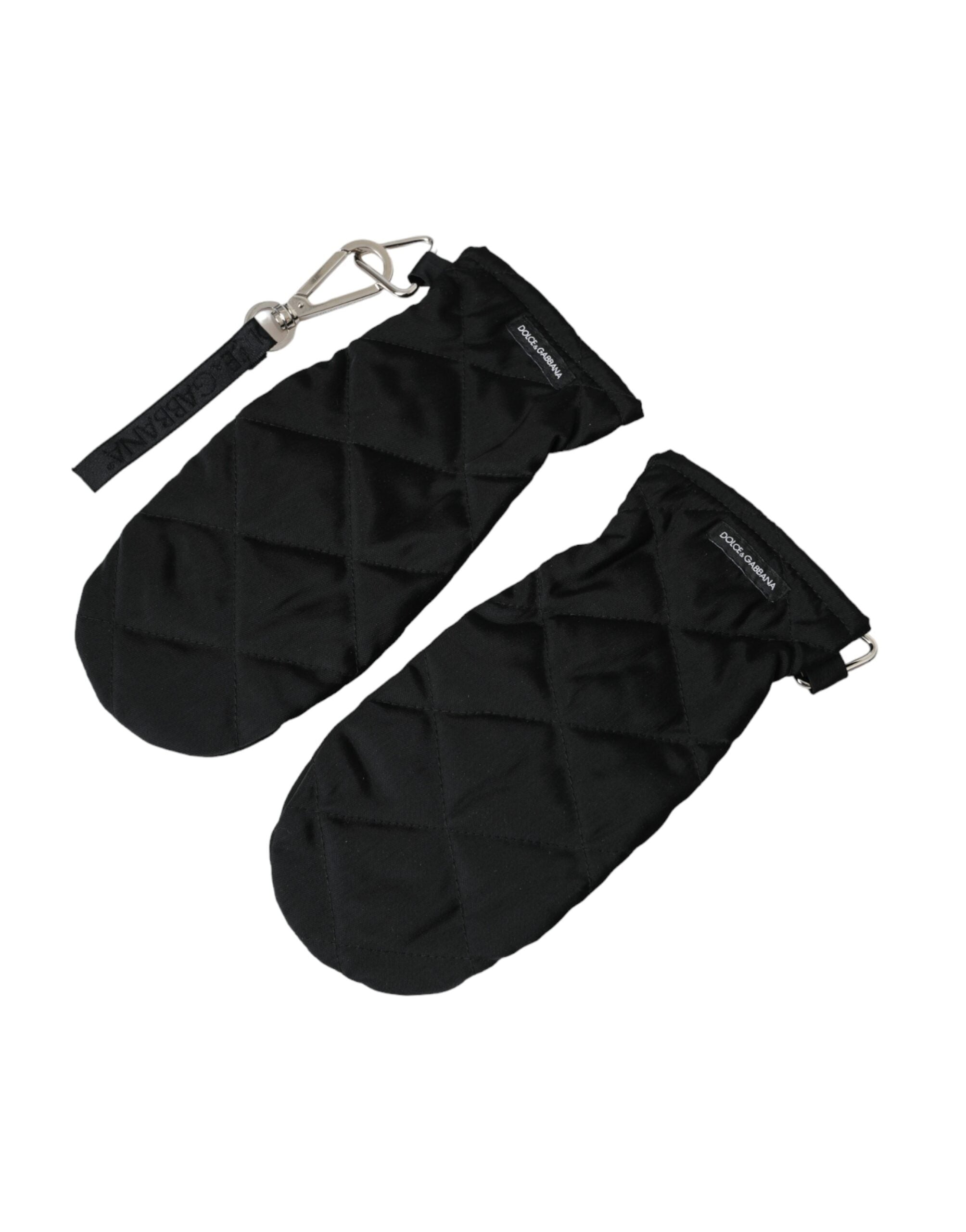 Dolce & Gabbana Black Quilted Nylon Wrist Length Gloves-2