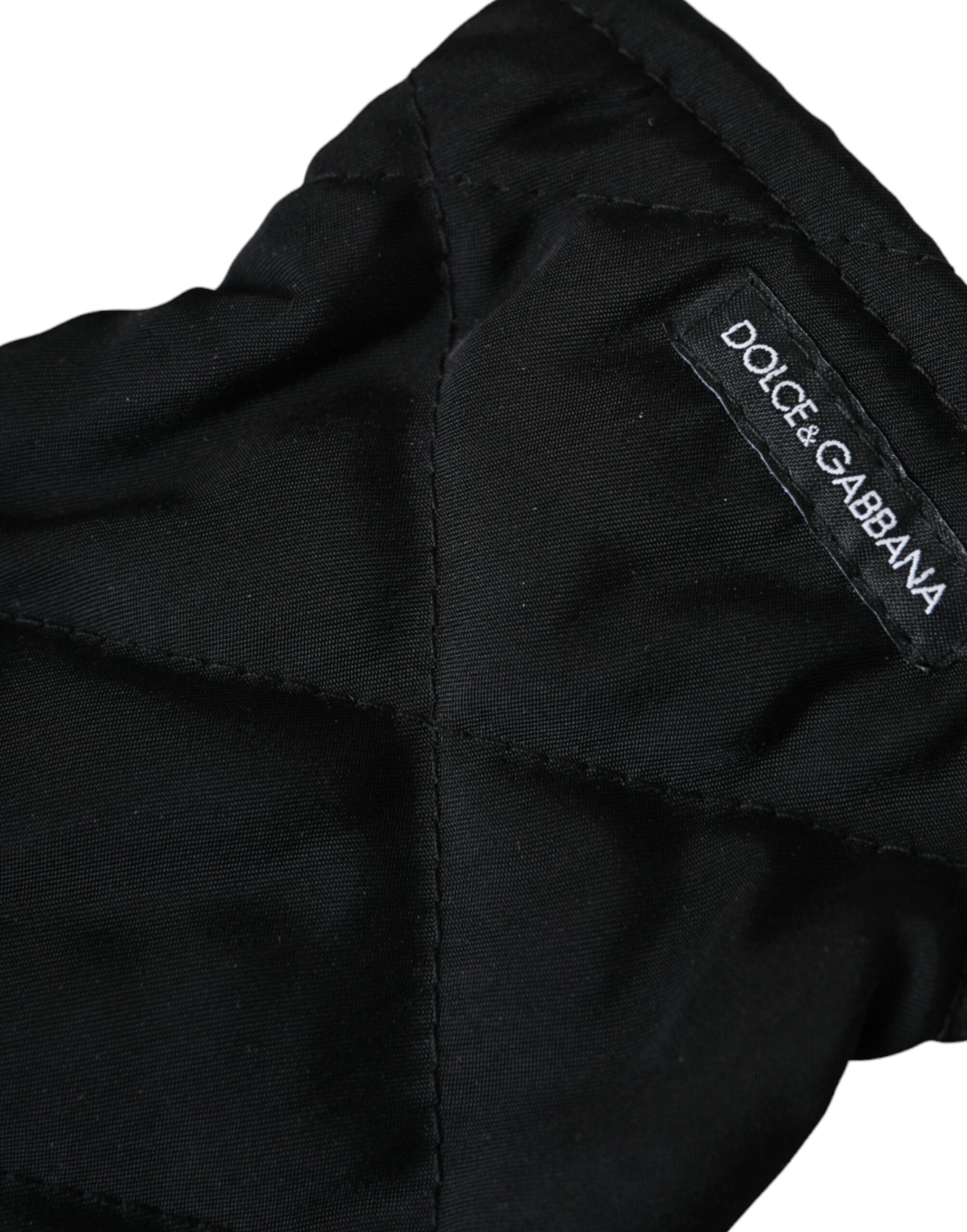 Dolce & Gabbana Black Quilted Nylon Wrist Length Gloves-3