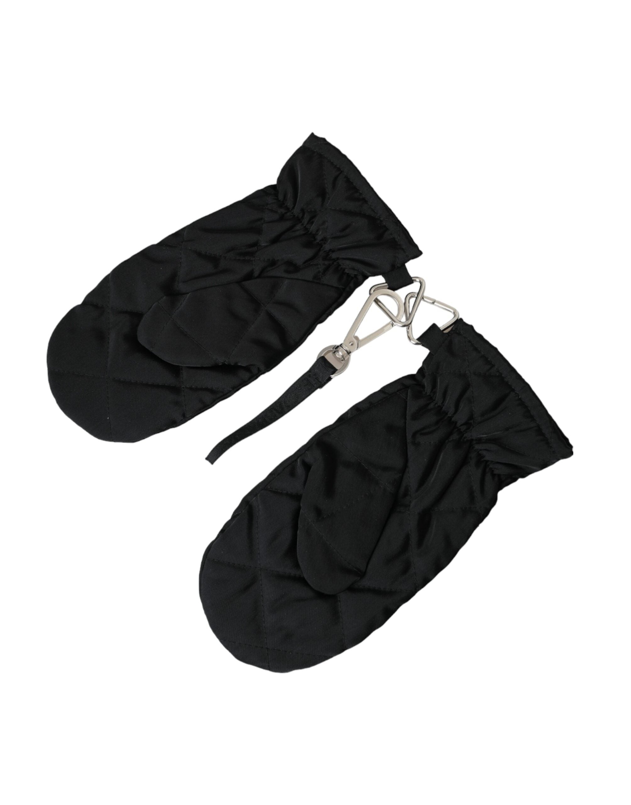 Dolce & Gabbana Black Quilted Nylon Wrist Length Gloves-4