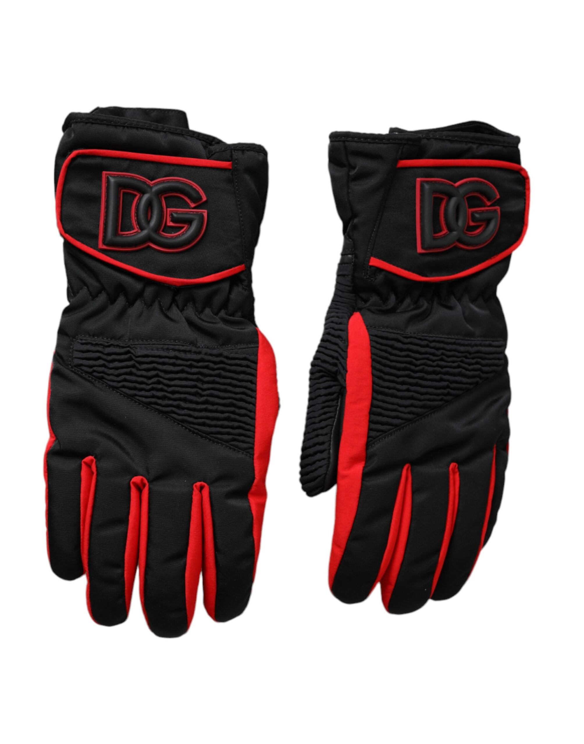 Guantes de nailon negros y rojos hasta la muñeca de Dolce & Gabbana