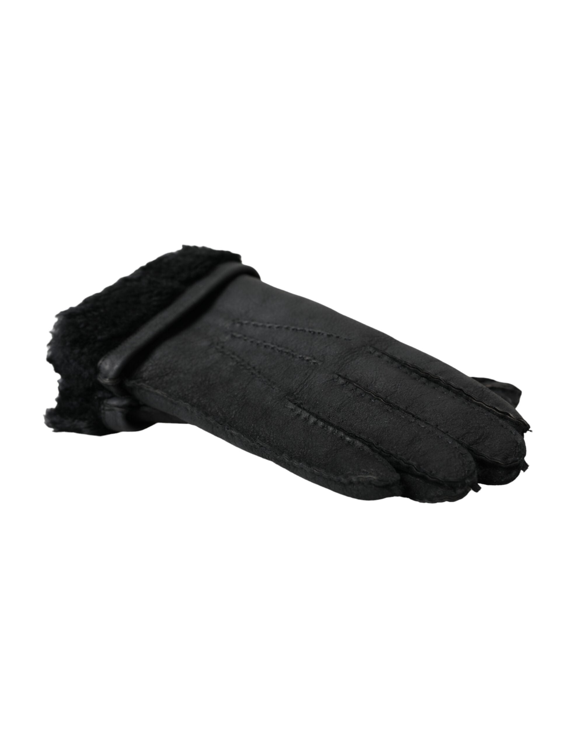 Guantes de piel negra de Dolce & Gabbana para manos cortas-2