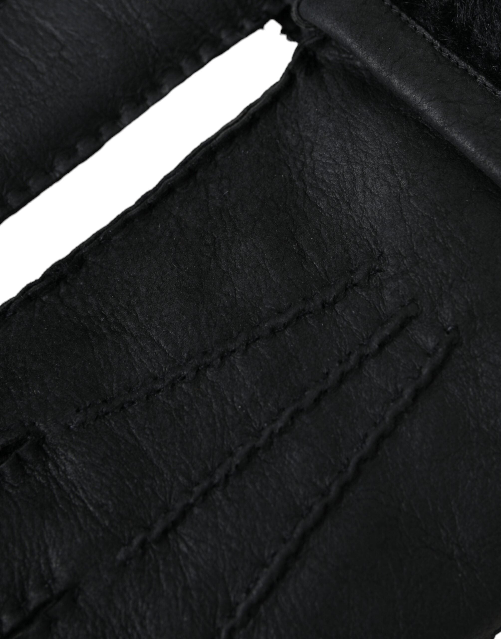 Guantes de piel negra de Dolce & Gabbana para manos cortas-3