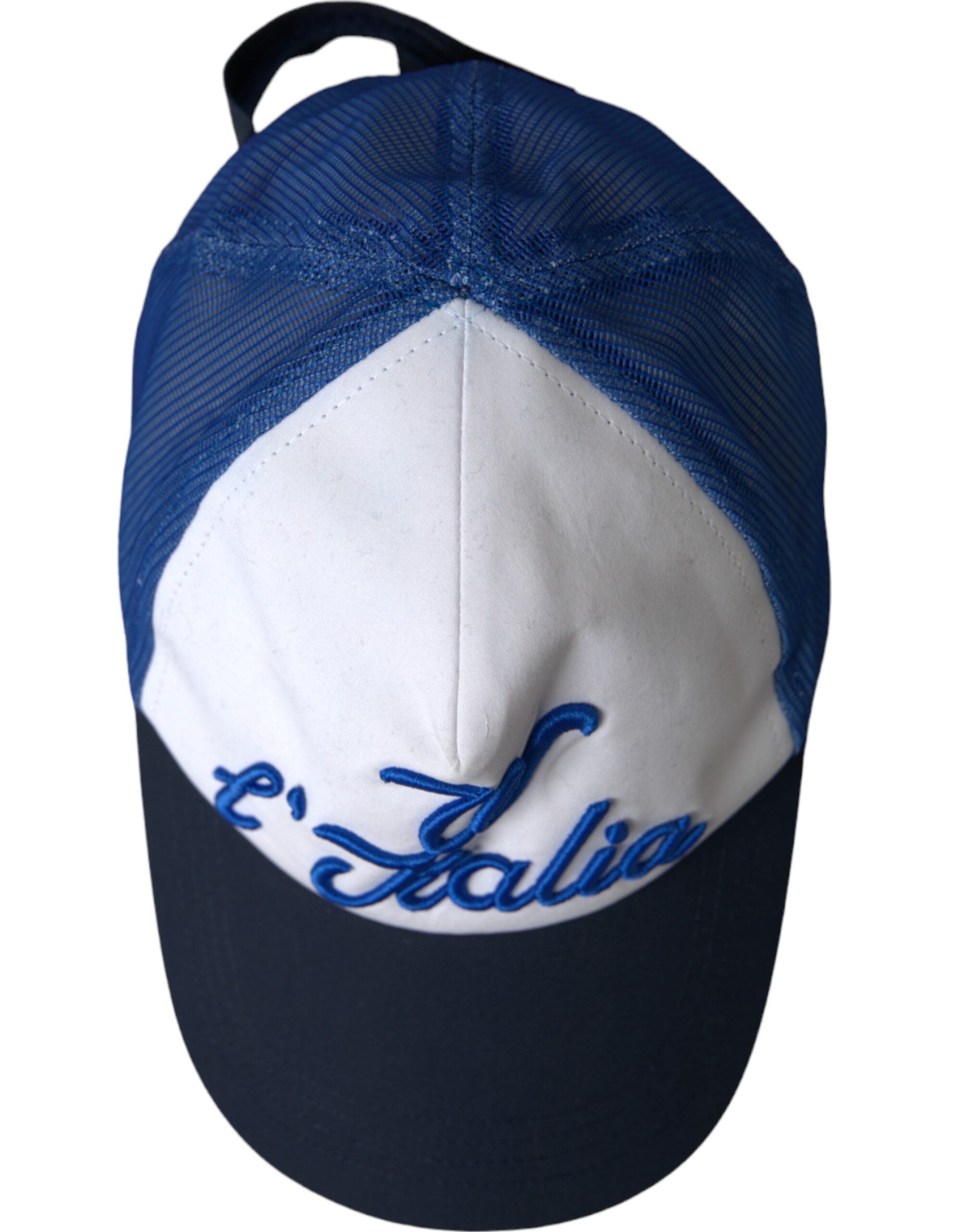 Dolce & Gabbana Blau Weiß Schwarz Italia Mesh Baseballmütze-5