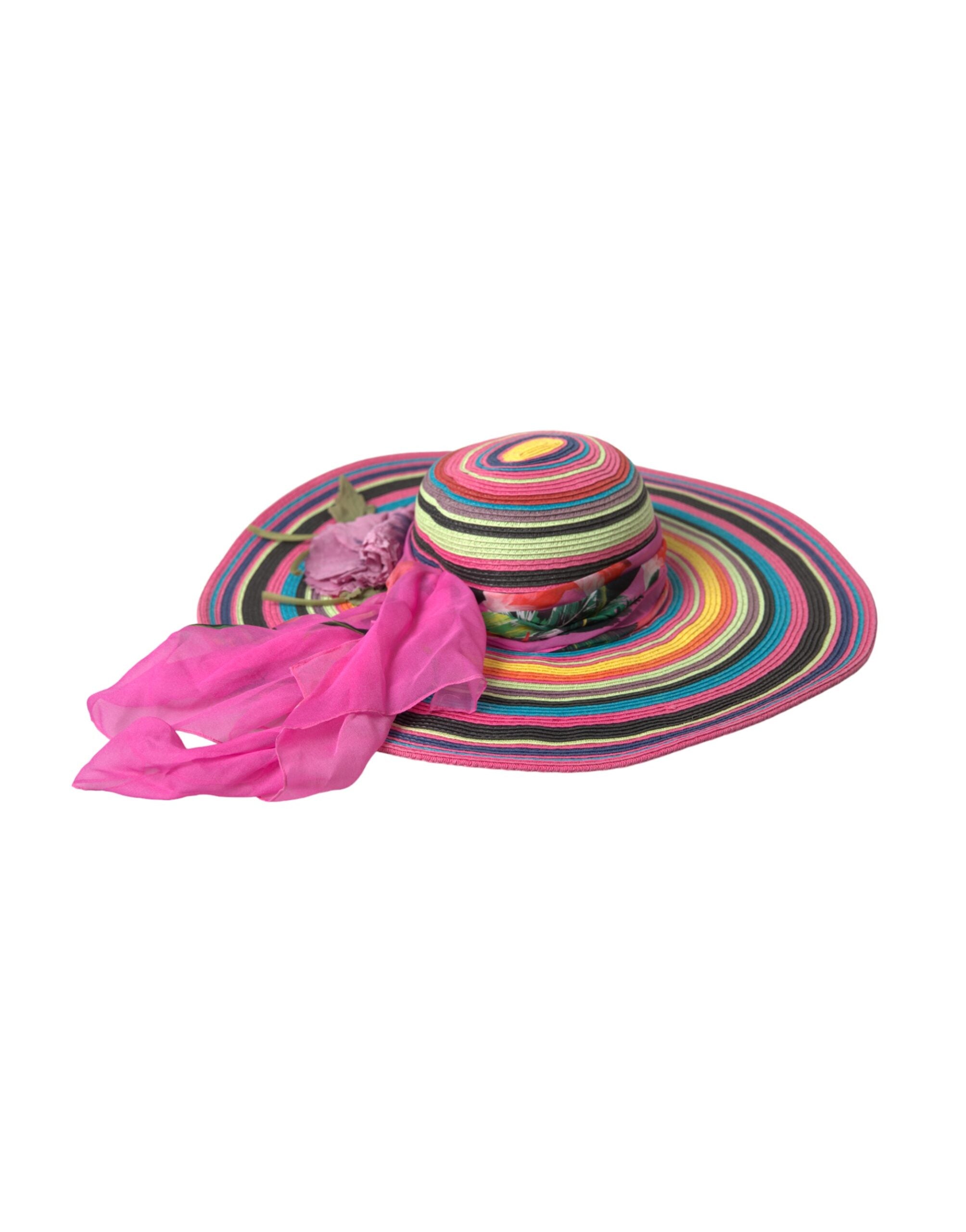 Sombrero flexible de ala ancha con diseño de fantasía multicolor de Dolce & Gabbana-1