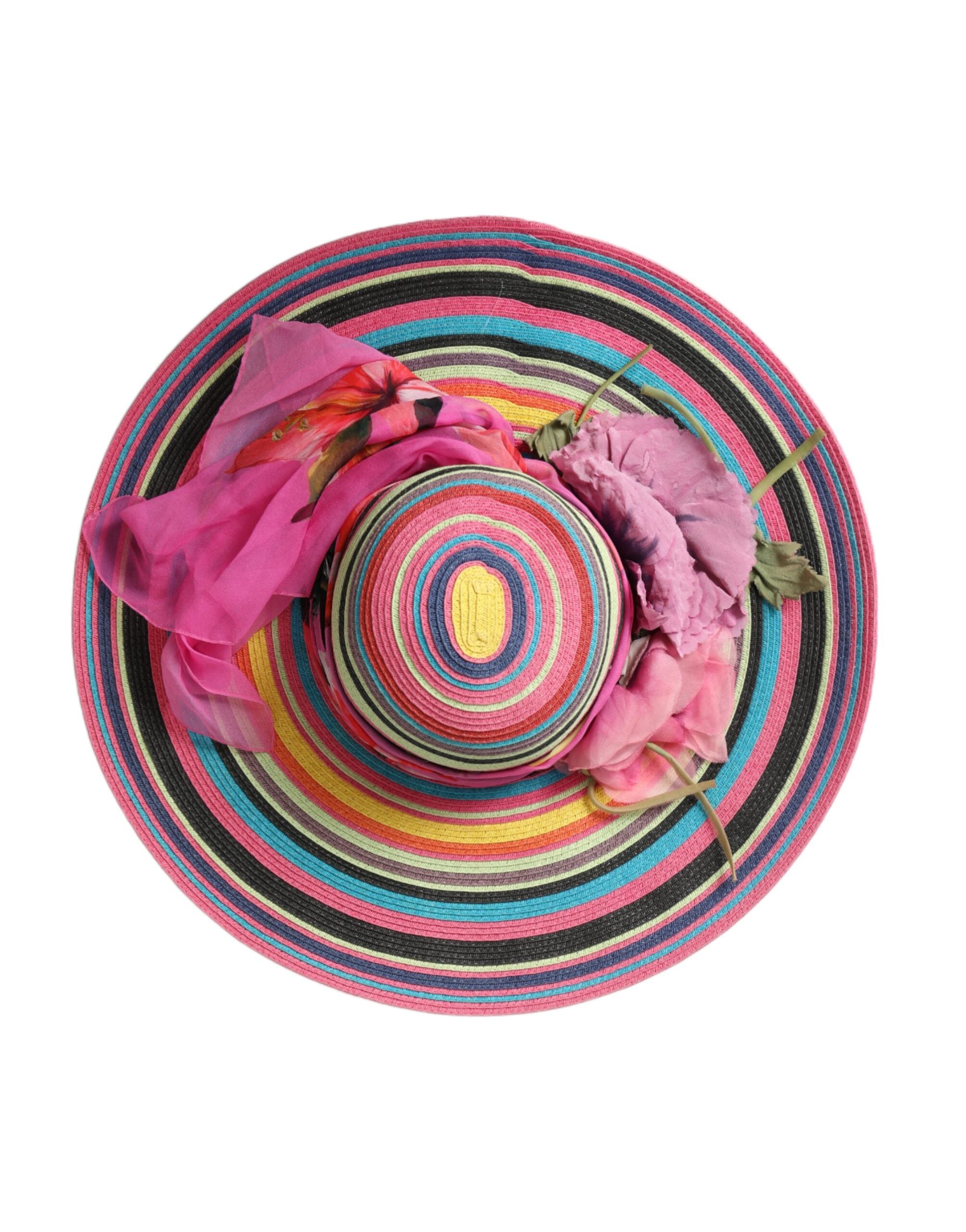 Sombrero flexible de ala ancha con diseño de fantasía multicolor de Dolce & Gabbana-5