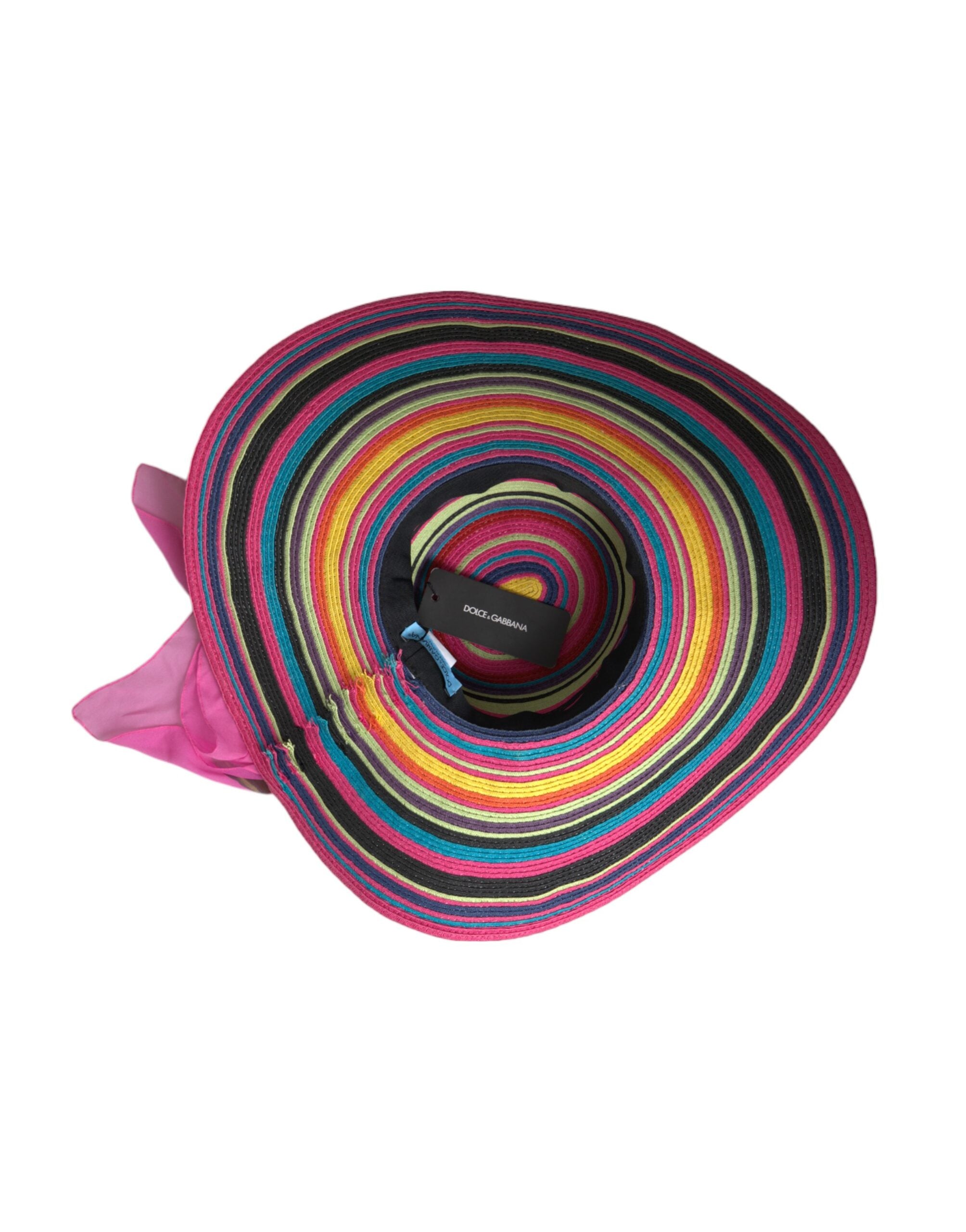Sombrero flexible de ala ancha con diseño de fantasía multicolor de Dolce & Gabbana-6
