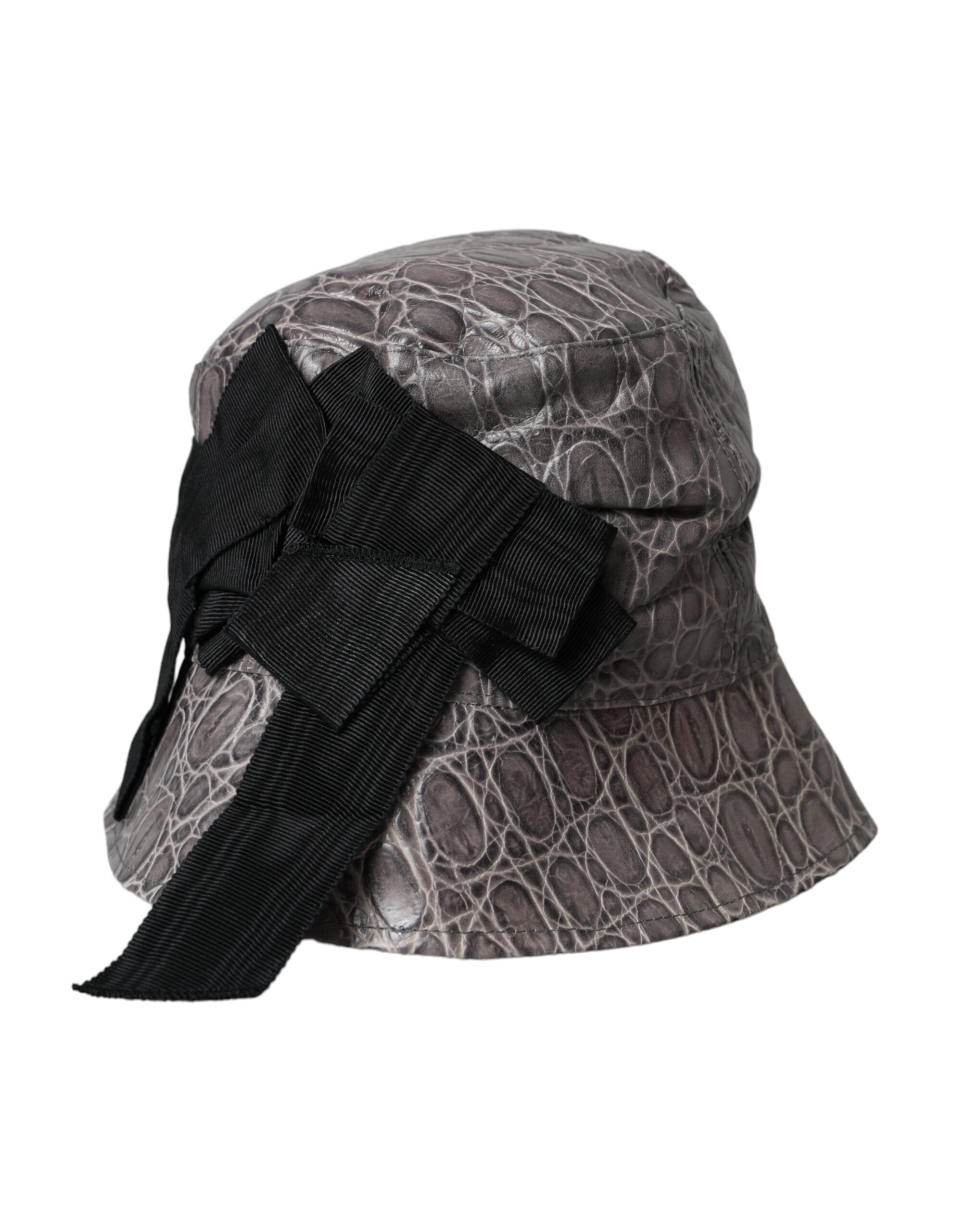 Dolce & Gabbana black and grey patterned leather bucket hat-1