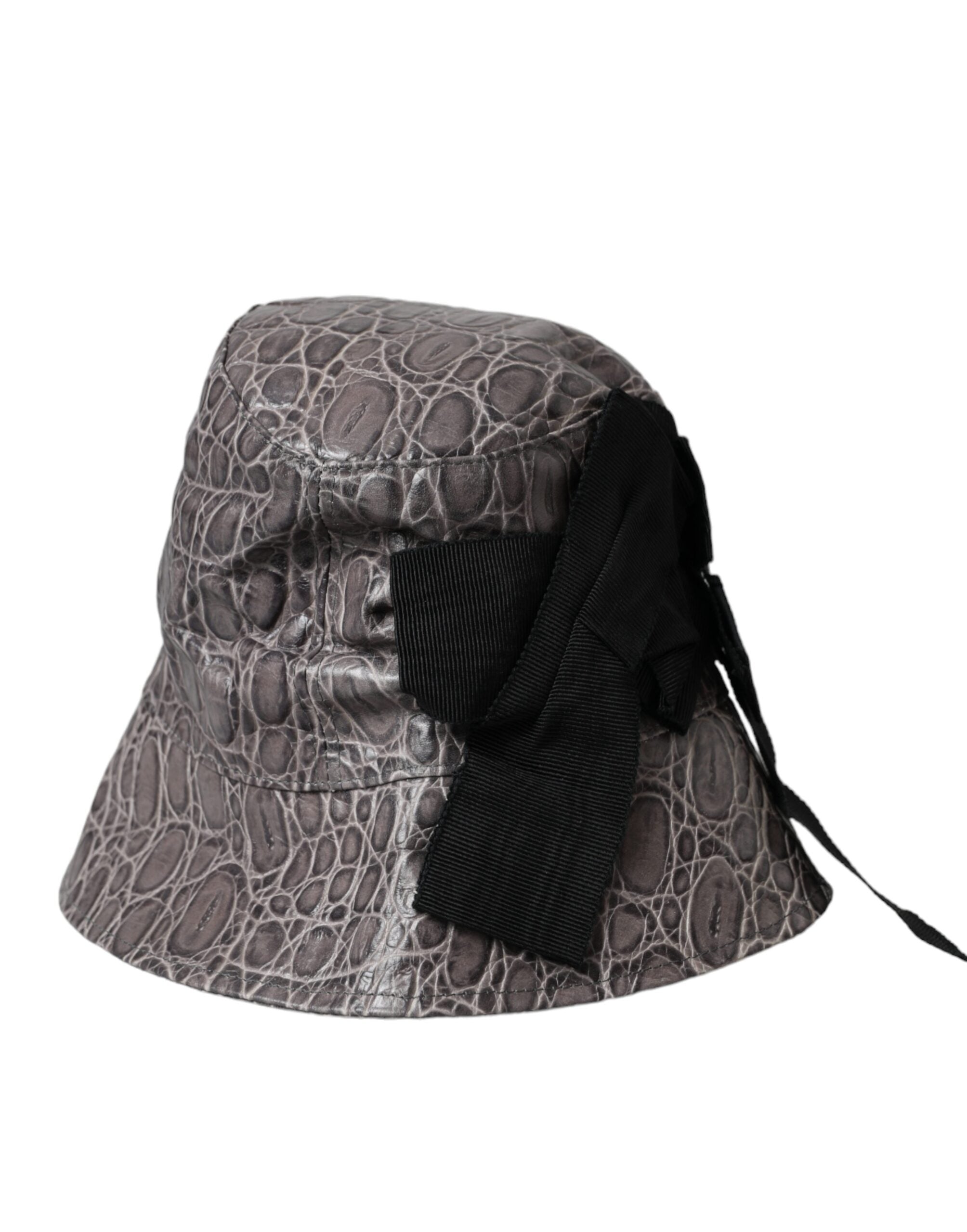 Dolce & Gabbana black and grey patterned leather bucket hat-2