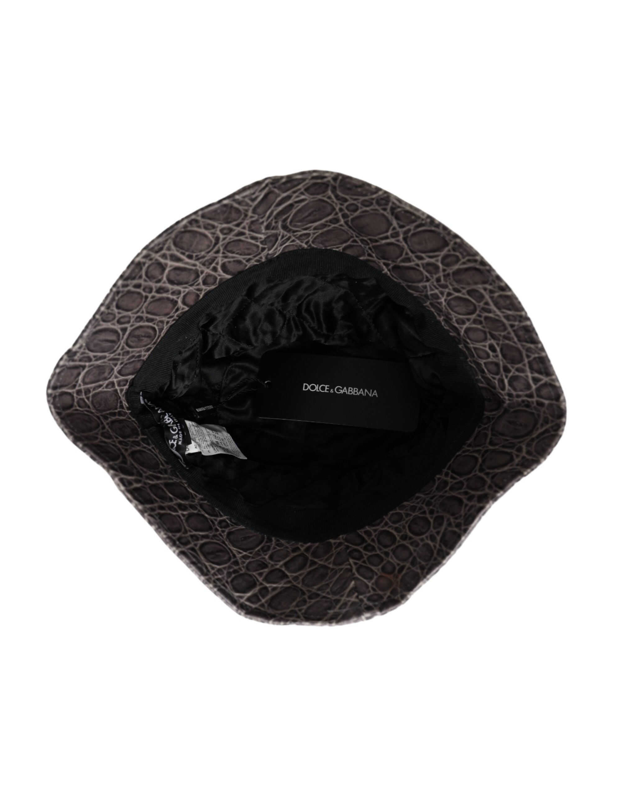 Dolce & Gabbana black and grey patterned leather bucket hat-5
