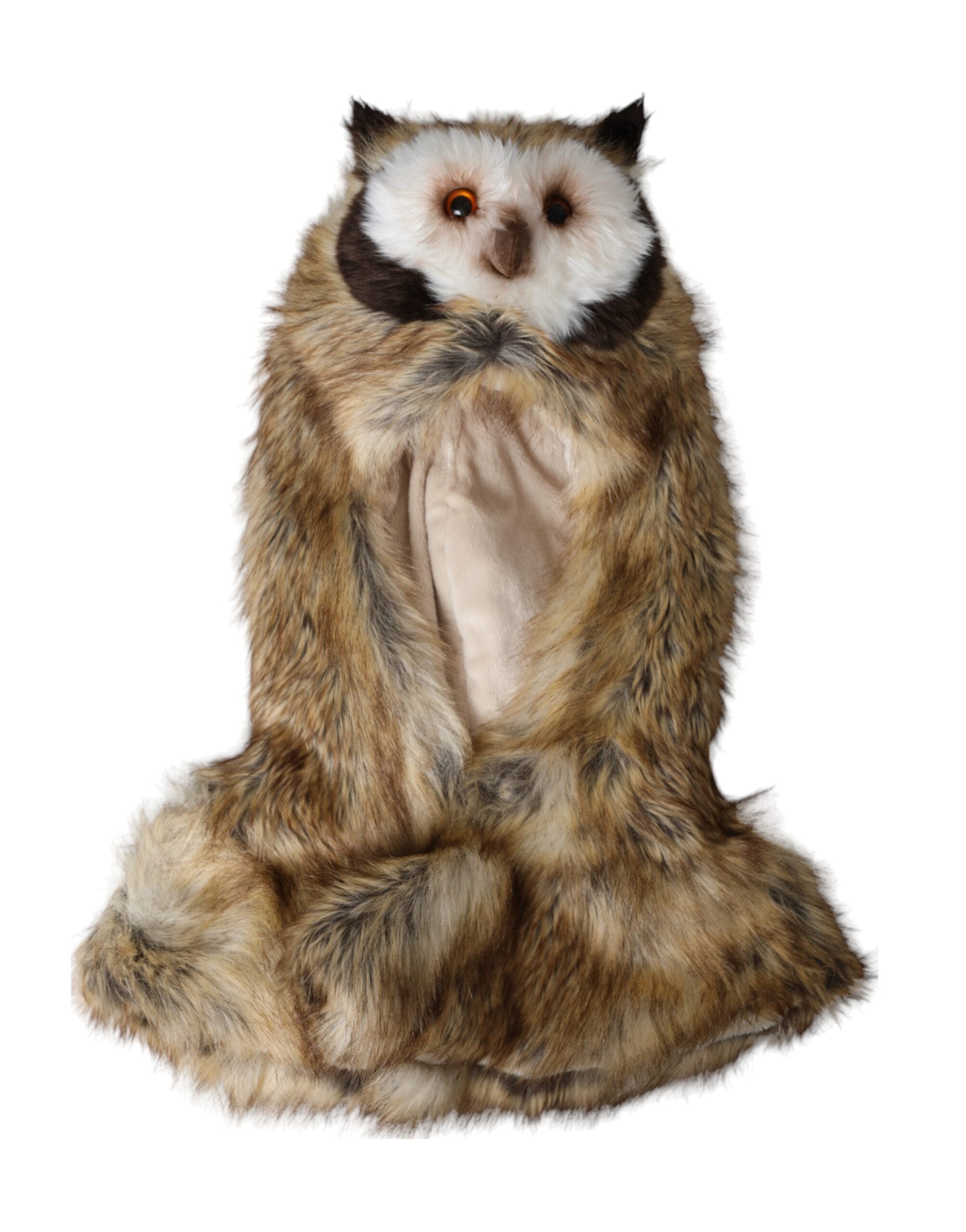 Dolce & Gabbana Brown Owl Faux Fur Full Head Hat-5