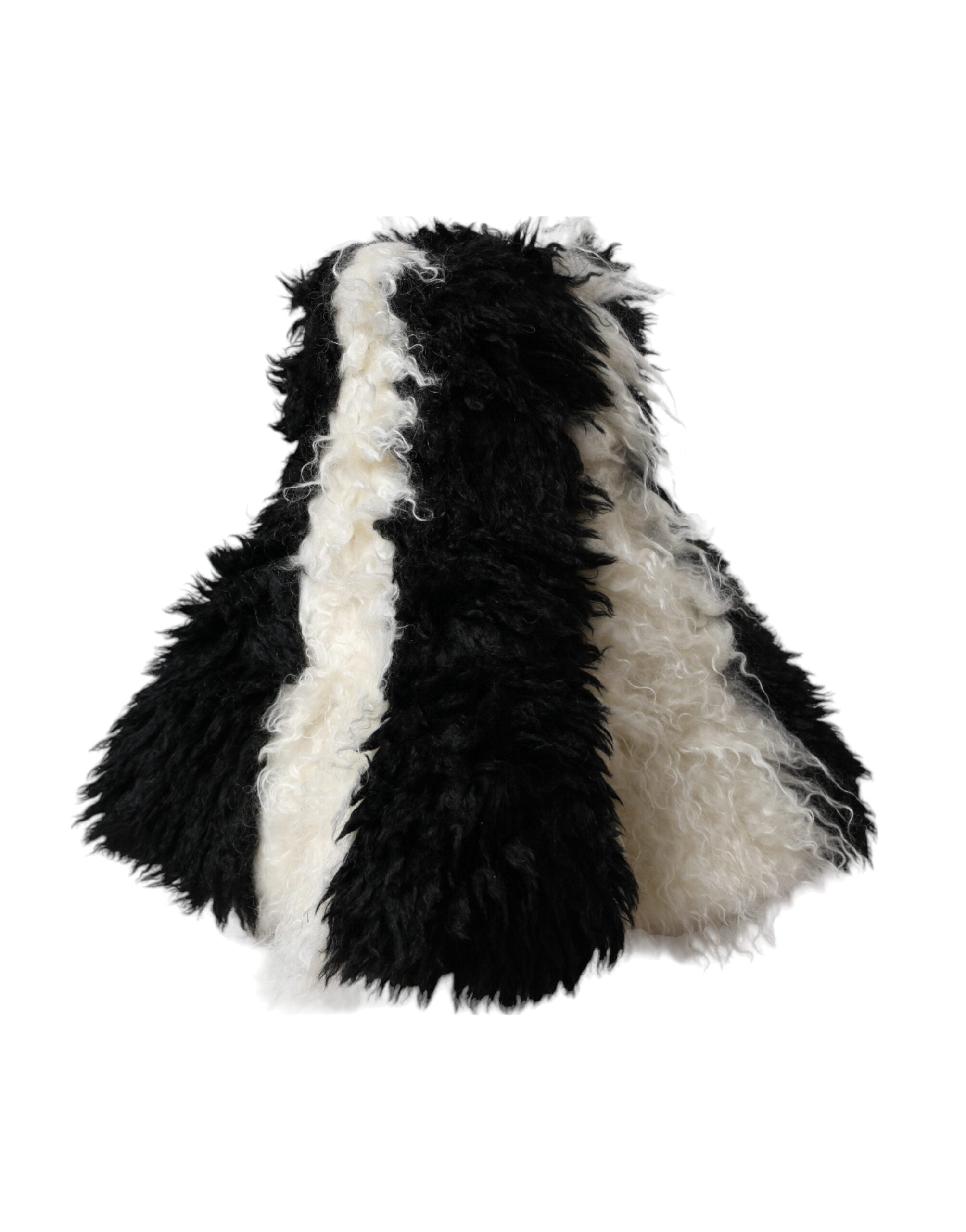 Dolce & Gabbana Schwarz-Weiß-Streifen Mohair Pelz Eimer Hut-1