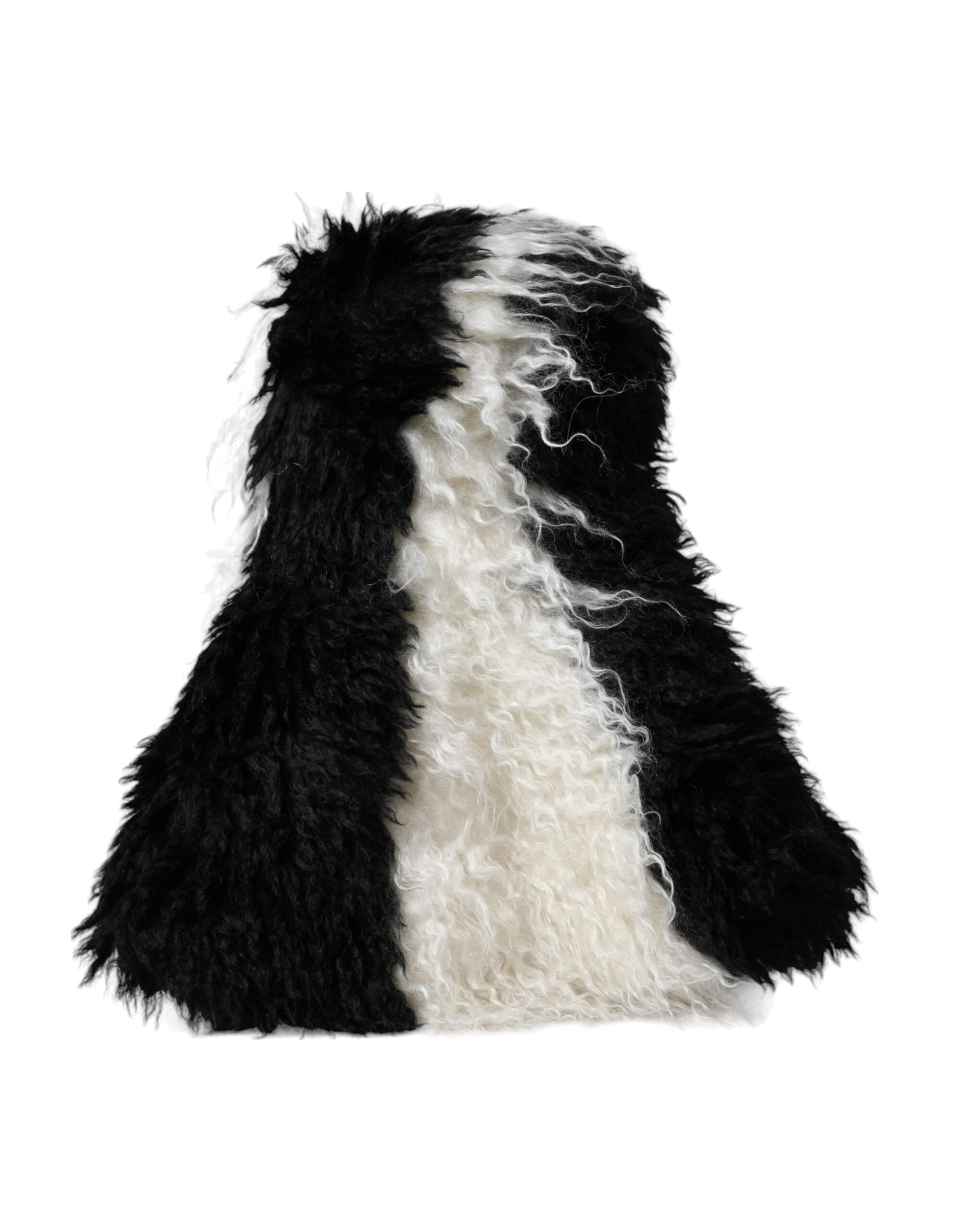 Dolce & Gabbana Schwarz-Weiß-Streifen Mohair Pelz Eimer Hut-3