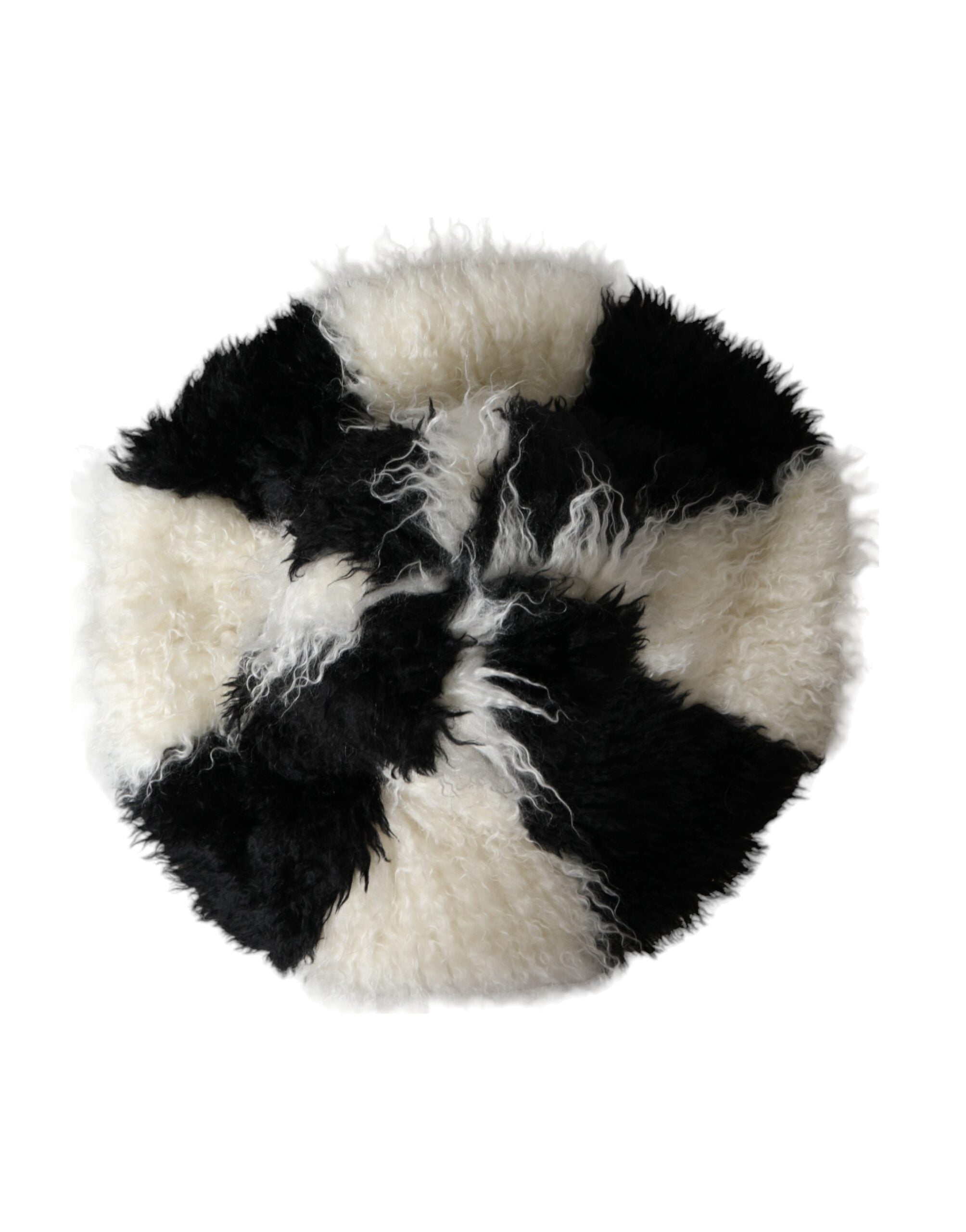 Dolce & Gabbana Schwarz-Weiß-Streifen Mohair Pelz Eimer Hut-4