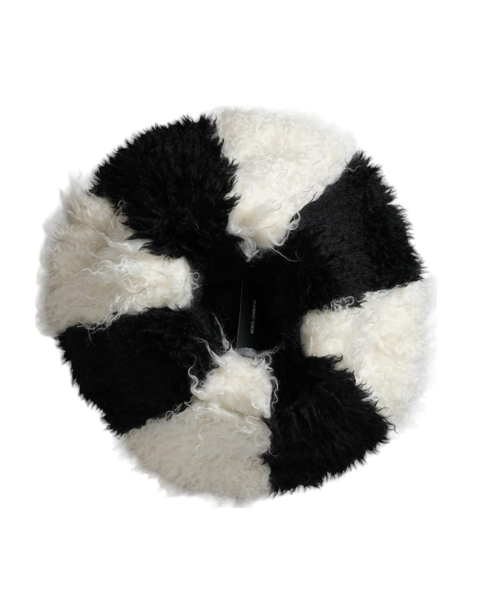 Dolce & Gabbana Schwarz-Weiß-Streifen Mohair Pelz Eimer Hut-6
