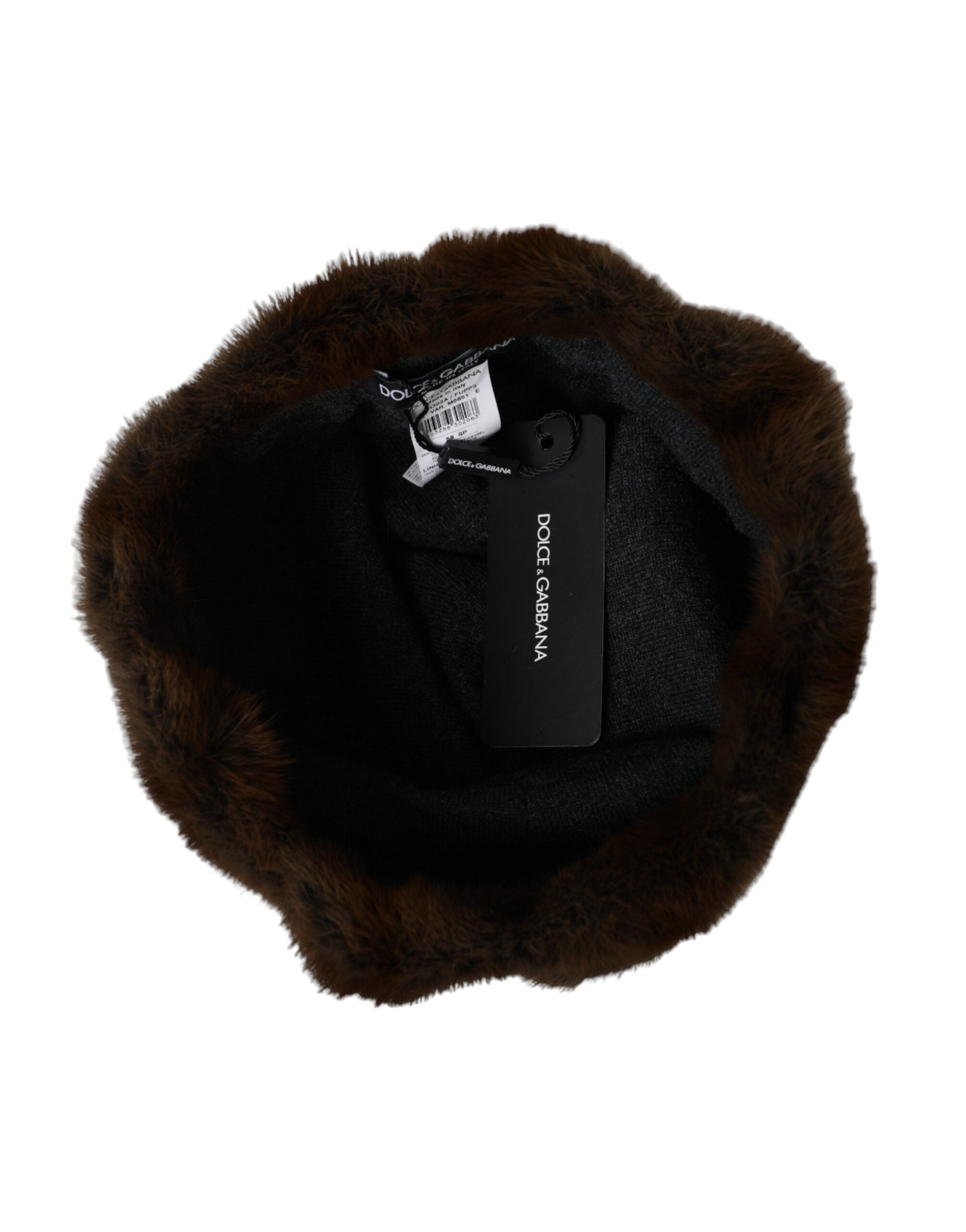 Dolce & Gabbana Brown Weasel Fur Women's Cashmere Beanie-6