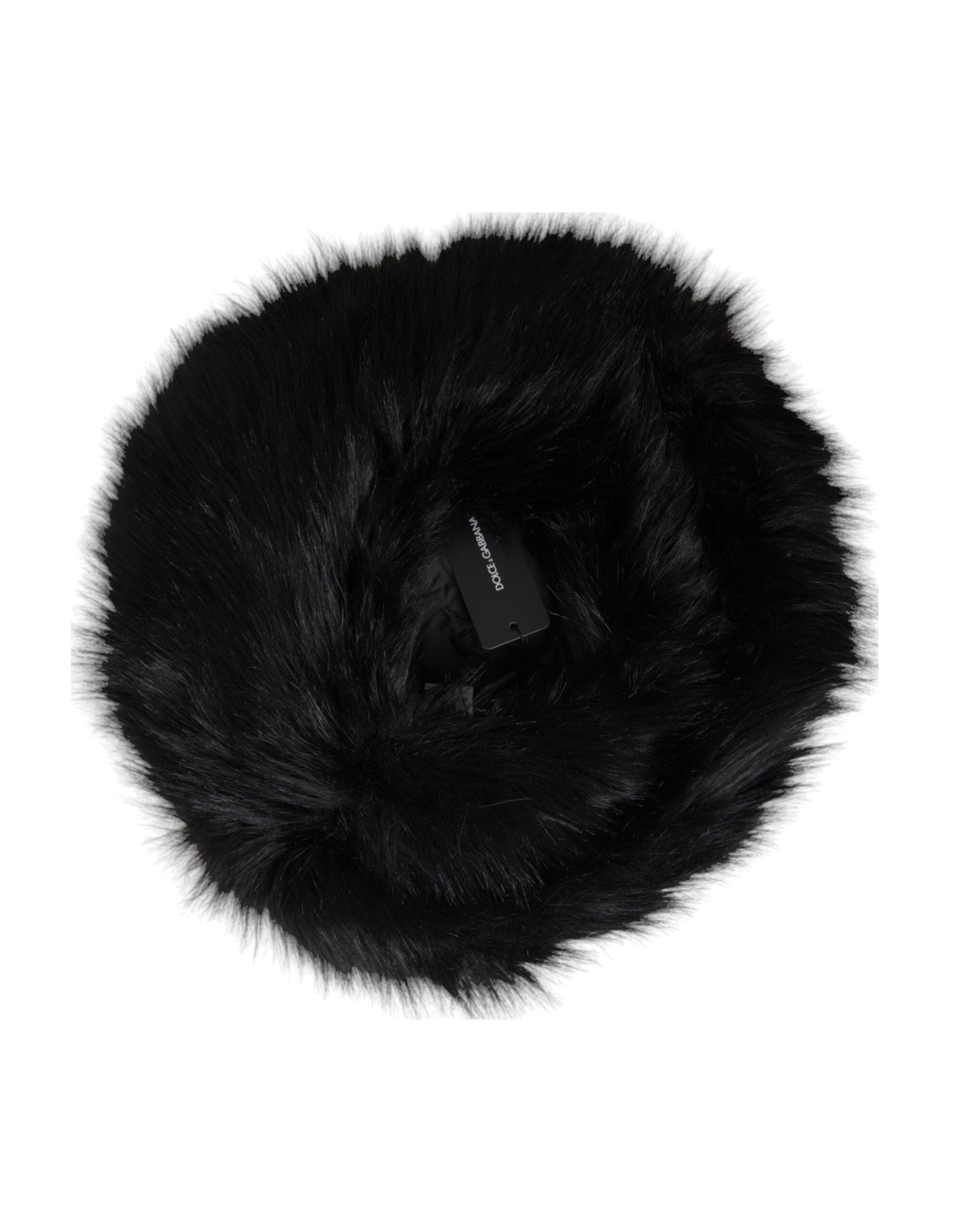 Dolce & Gabbana Black Faux Fur Women's Bucket Hat-4