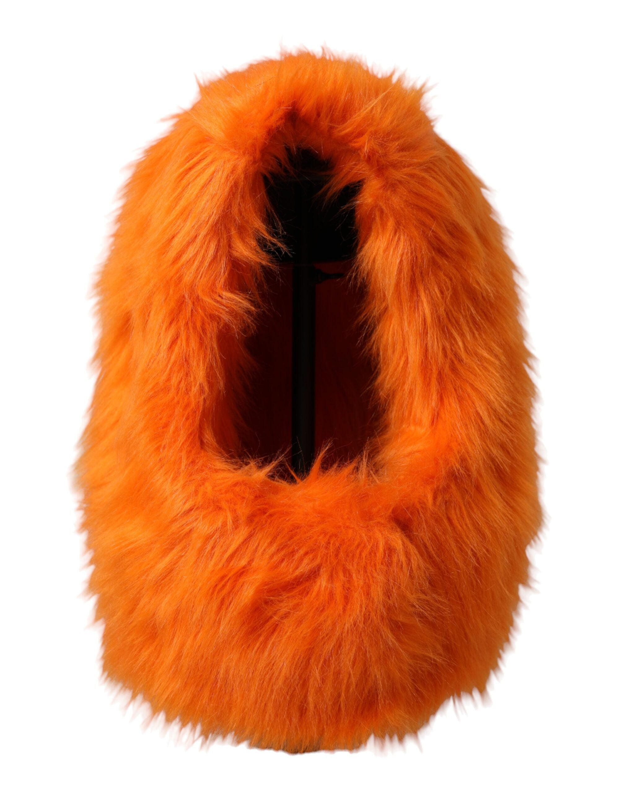 Dolce & Gabbana Orange Kunstfell-Ganzkopfmütze-2