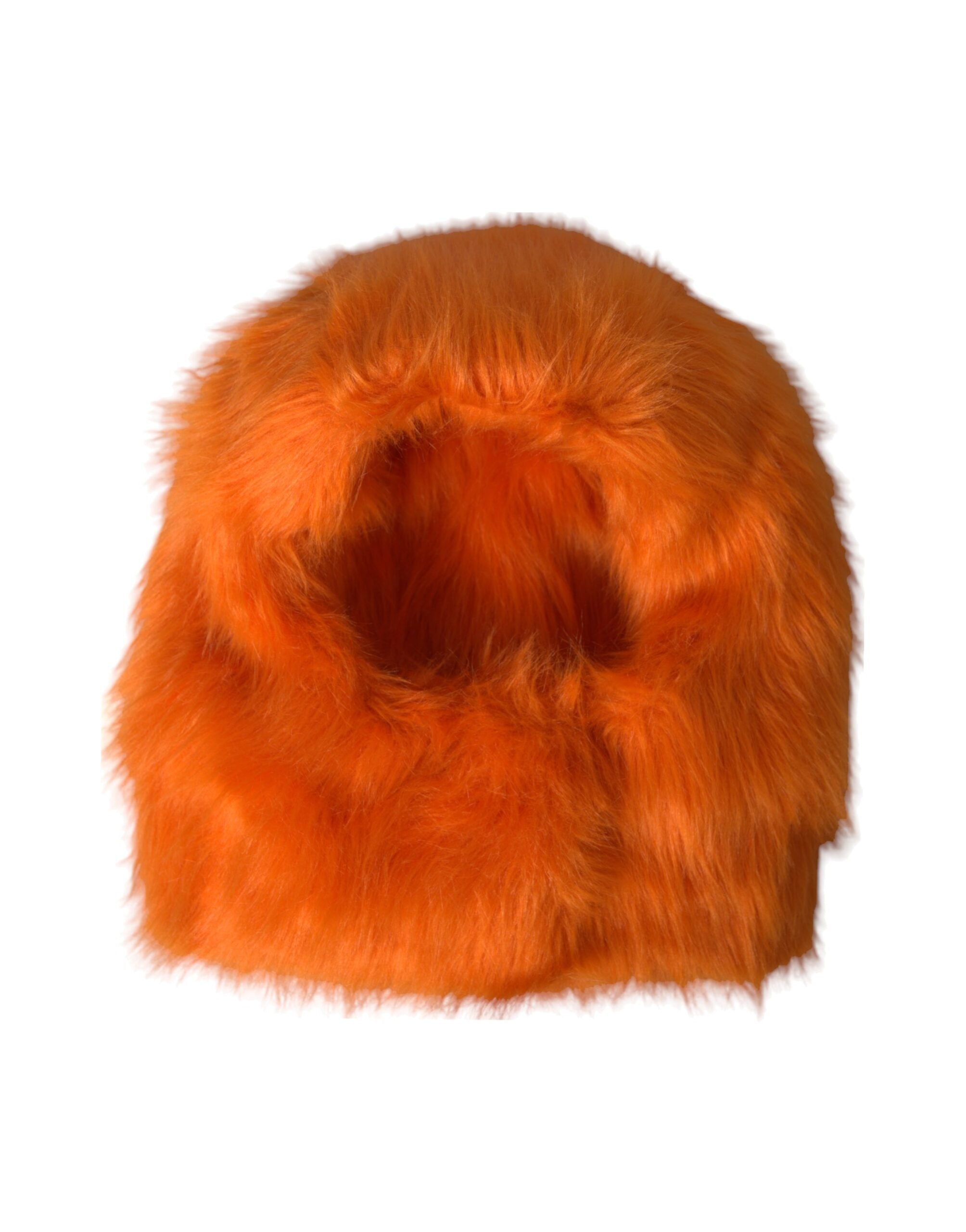 Dolce & Gabbana Orange Kunstfell-Ganzkopfmütze-7