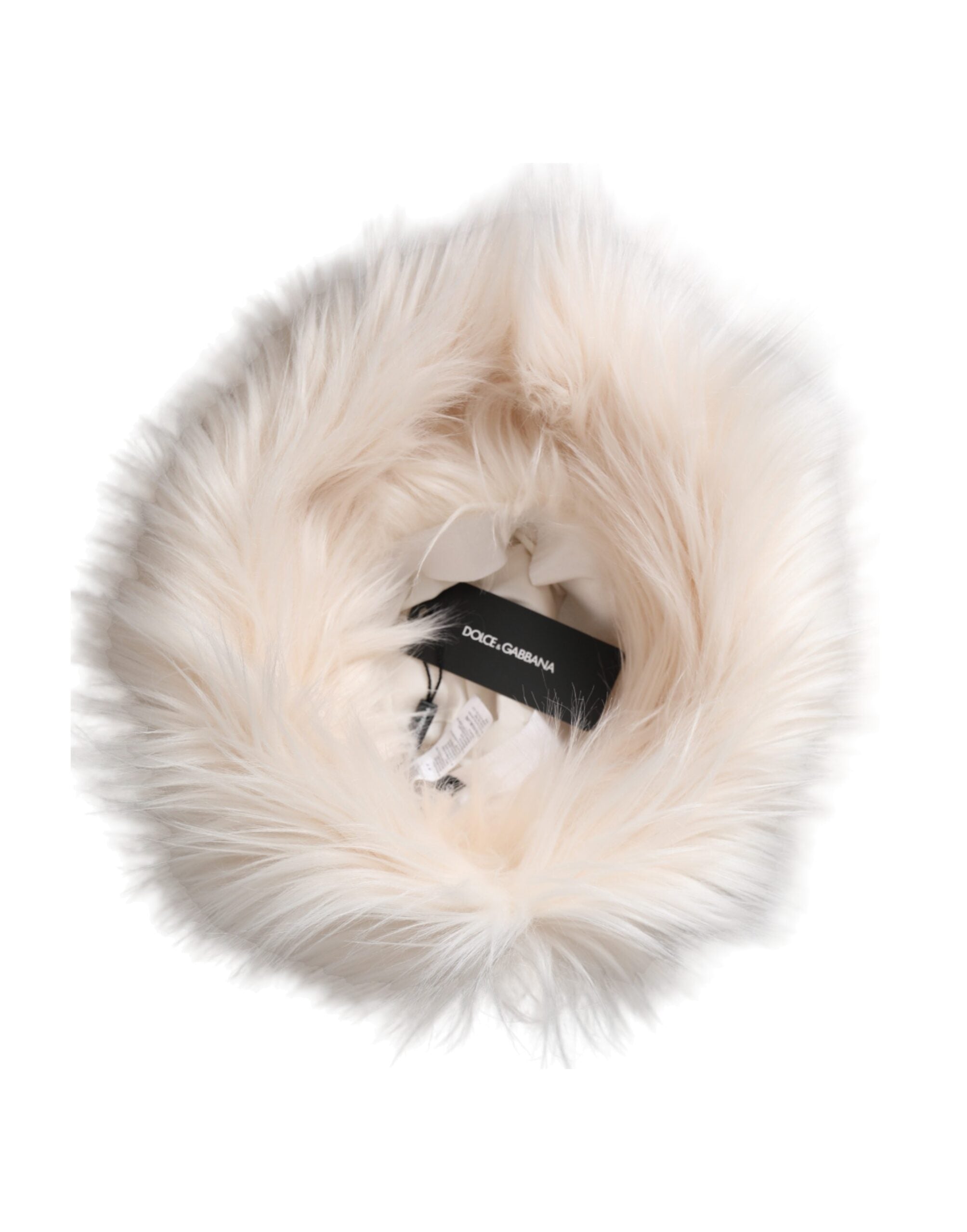 Dolce & Gabbana Weißer Acryl Pelz Damen Eimer Hut-6