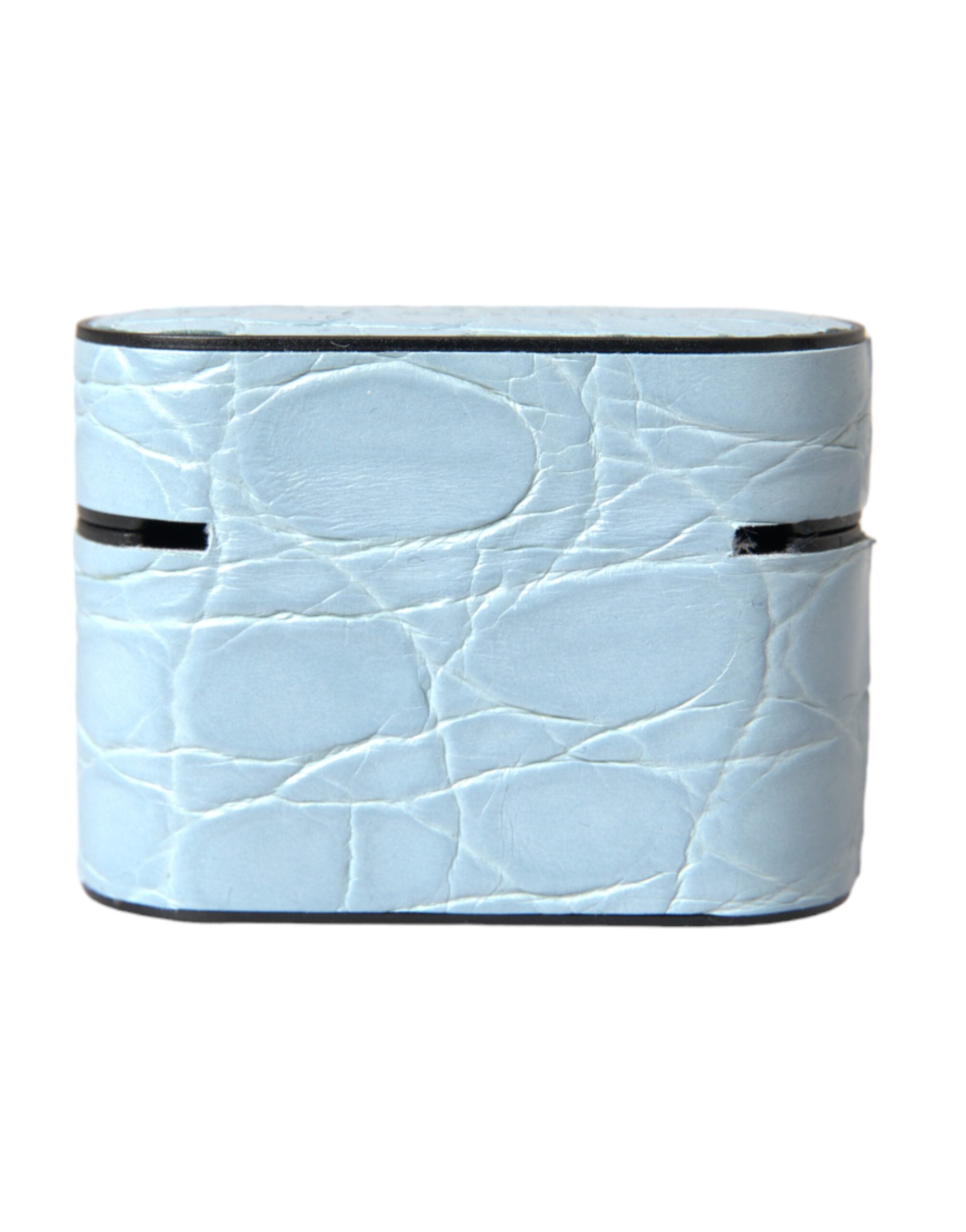 Dolce & Gabbana Light Blue Leather Metal Logo Plaque AirPods Case-4