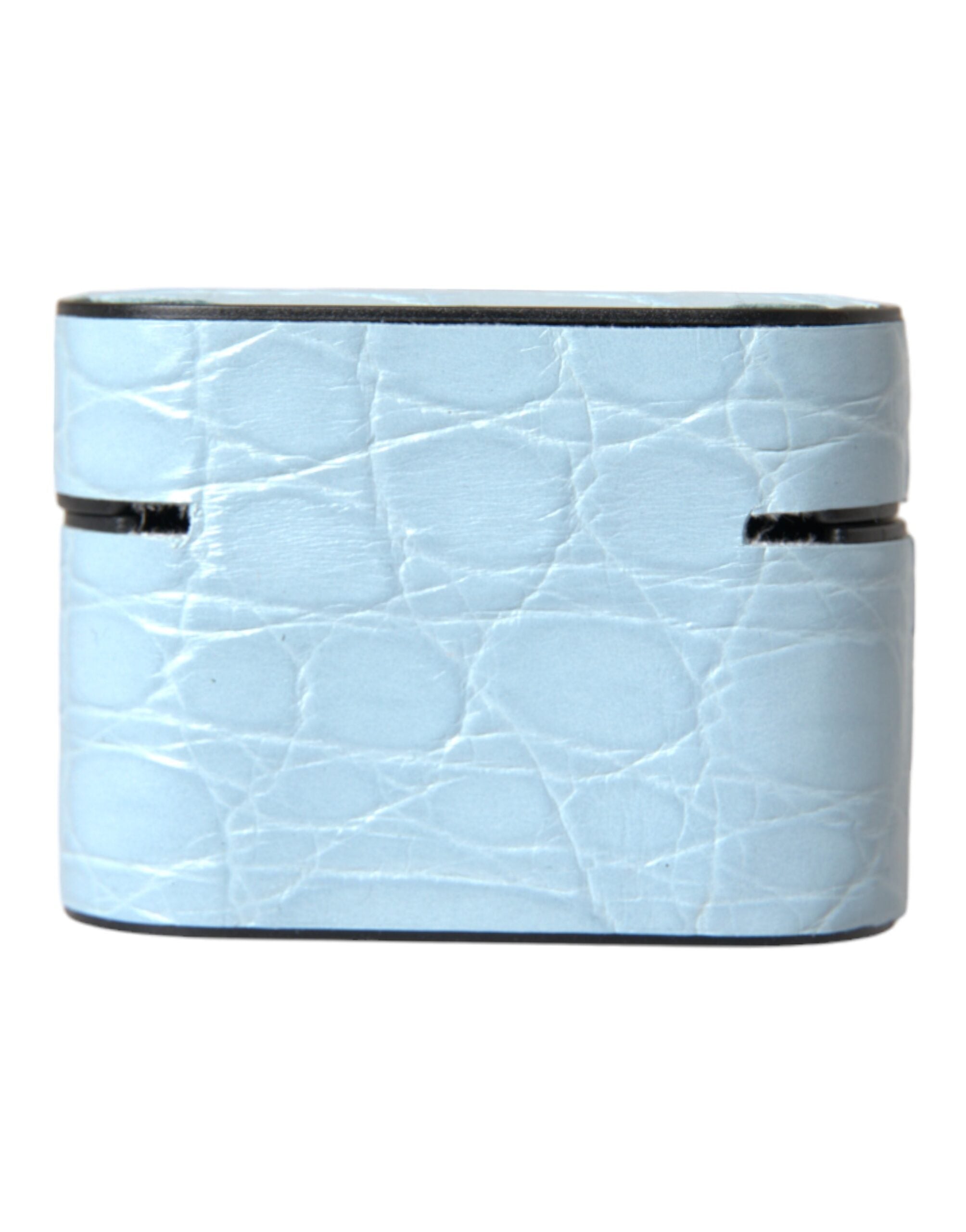 Dolce & Gabbana Light Blue Leather Metal Logo Plaque AirPods Case-4