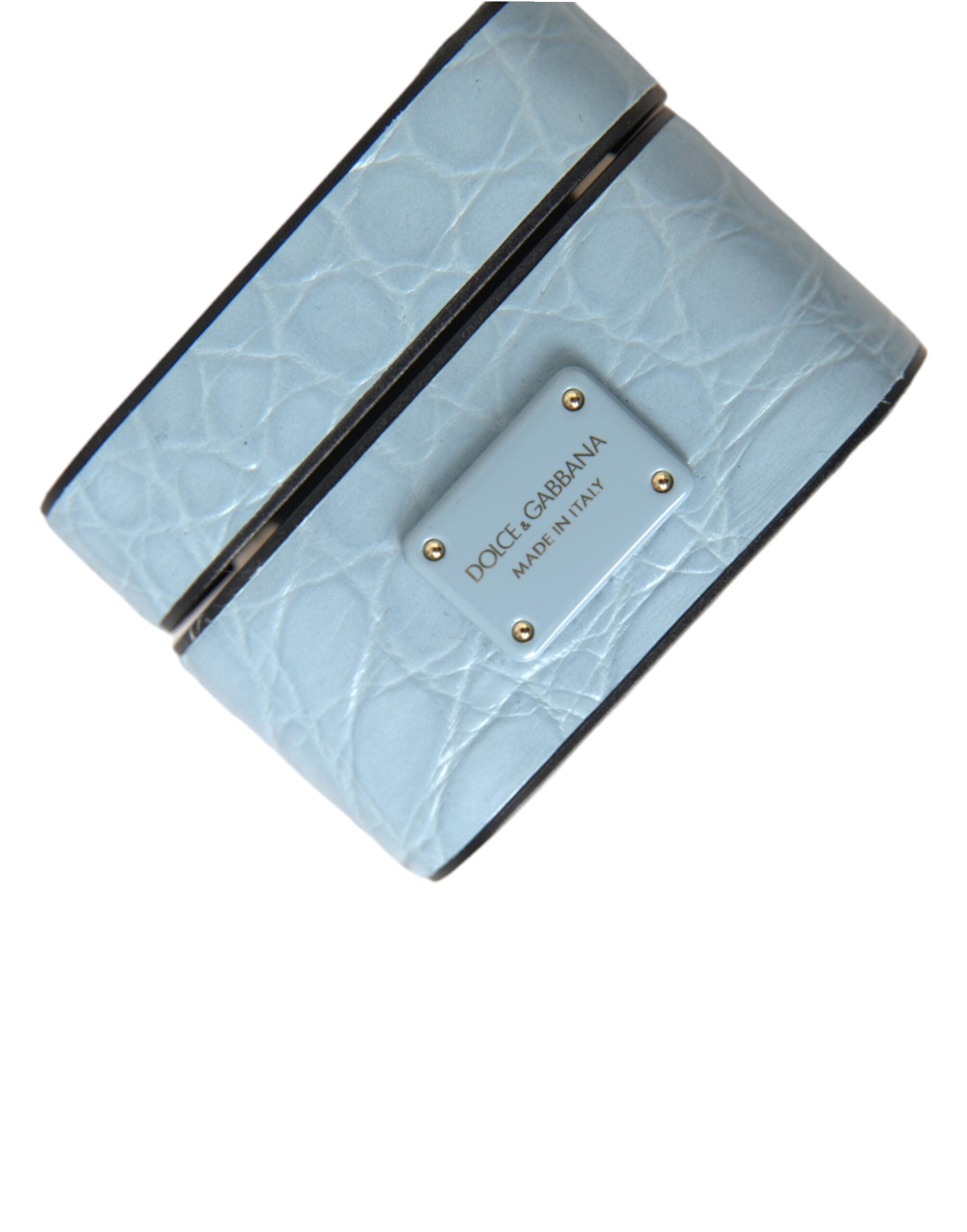 Dolce & Gabbana Light Blue Leather Metal Logo Plaque AirPods Case-6