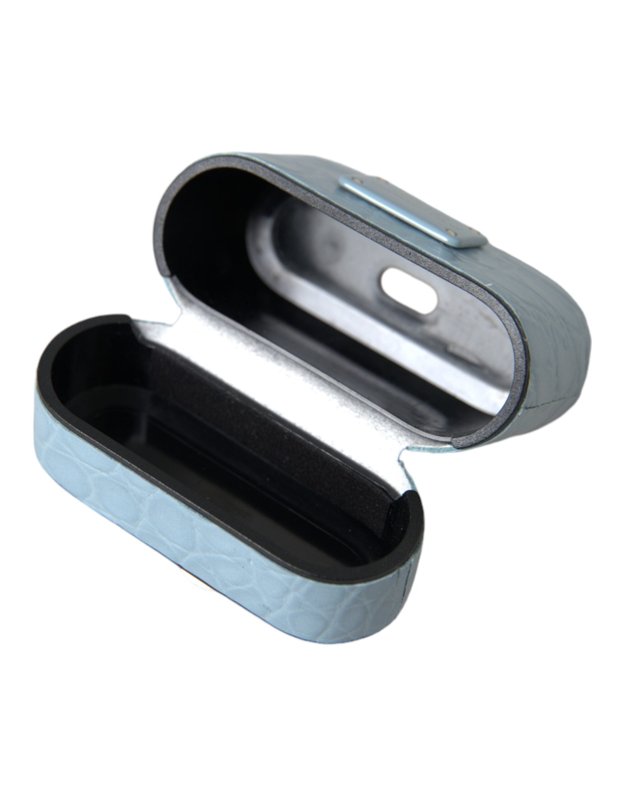 Dolce & Gabbana Light Blue Leather Metal Logo Plaque AirPods Case-7