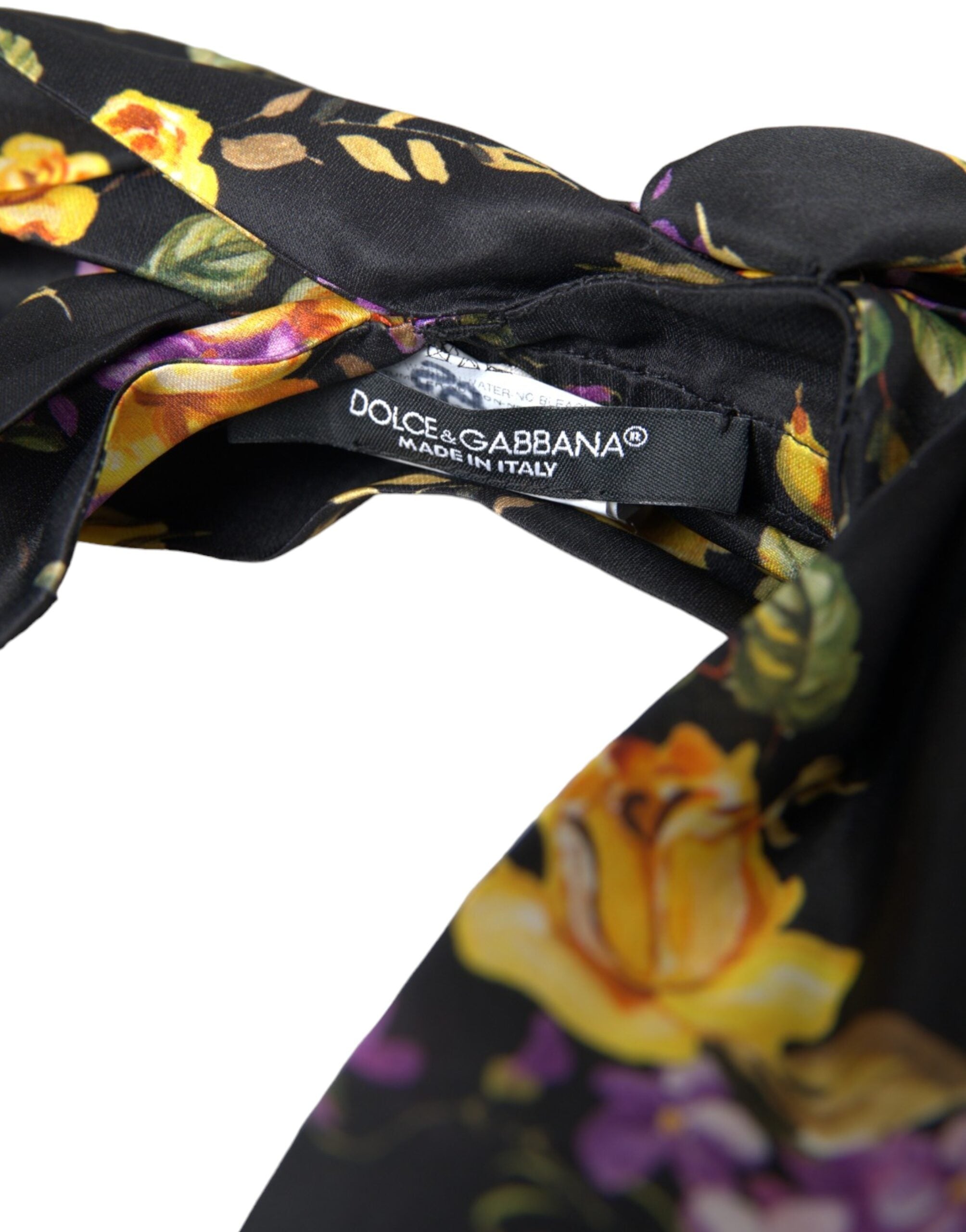 Dolce & Gabbana Black Floral Applique Silk Women's Headband Tiara-4