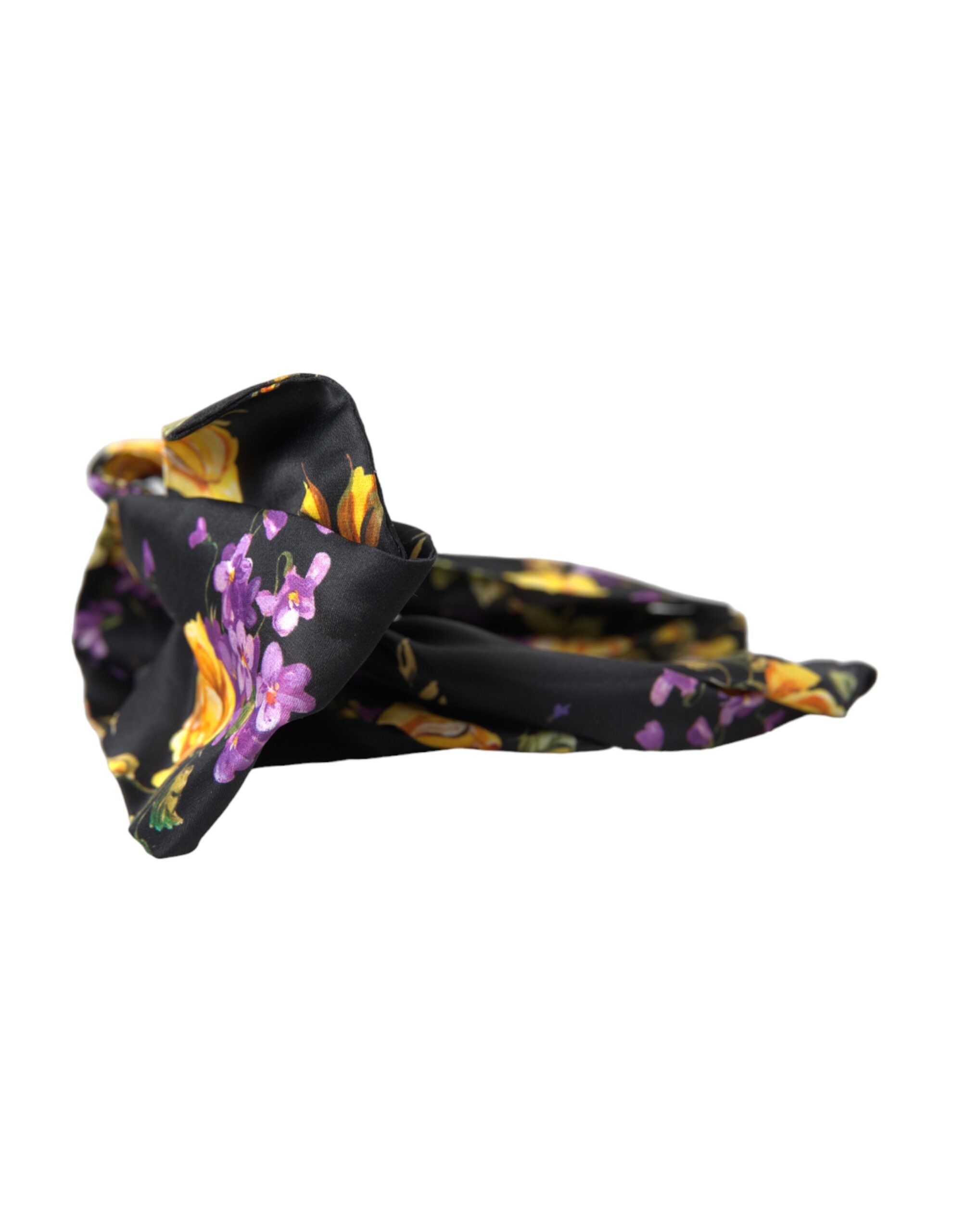 Dolce & Gabbana Black Floral Applique Silk Women's Headband Tiara-5