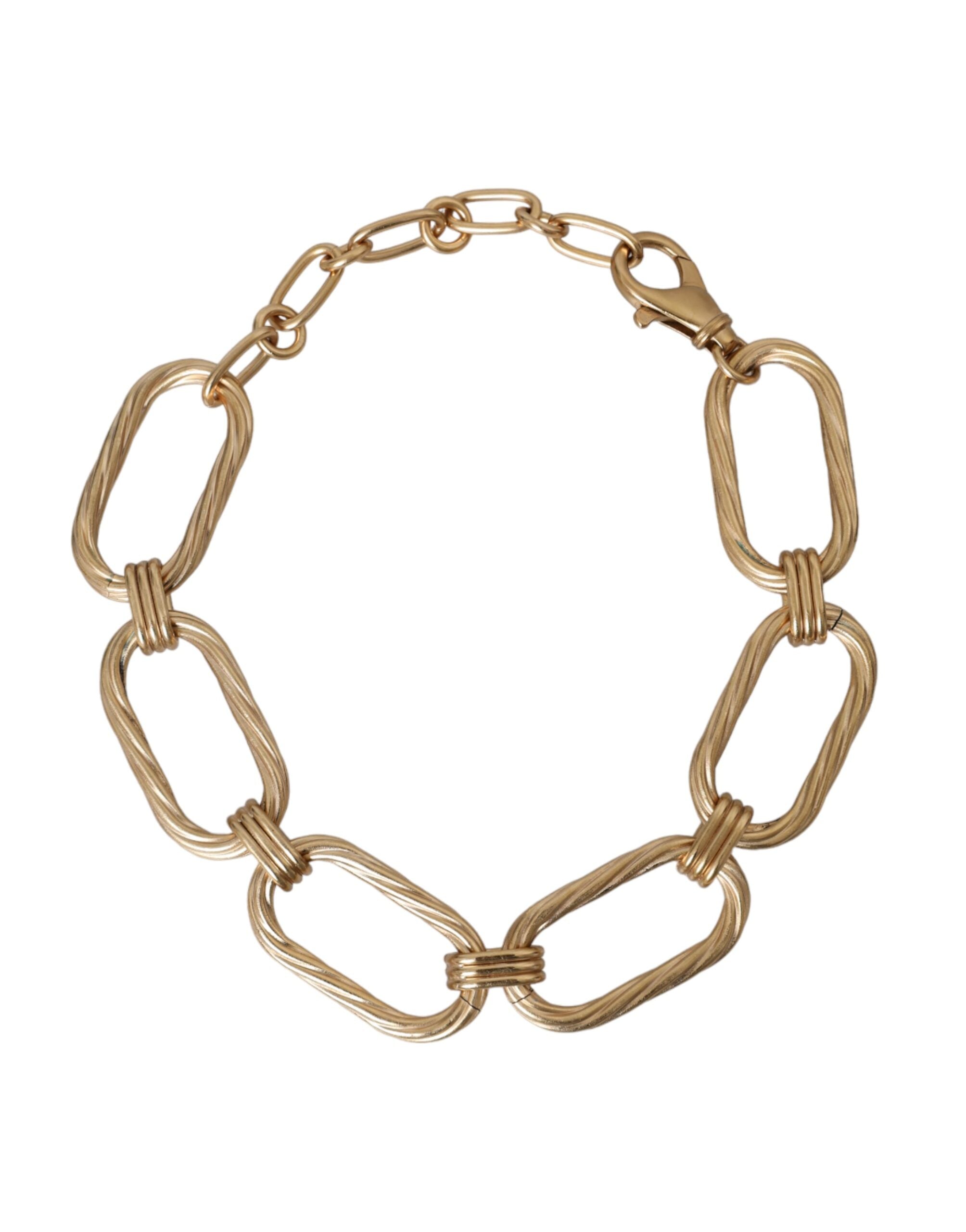 Dolce & Gabbana Gold Tone Messing große Link Kette Schmuck Halskette-1
