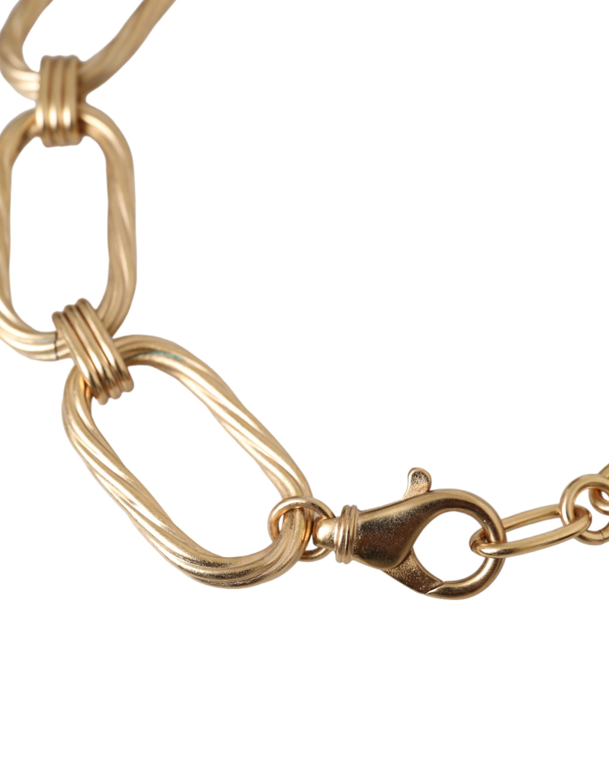 Dolce & Gabbana Gold Tone Messing große Link Kette Schmuck Halskette-3