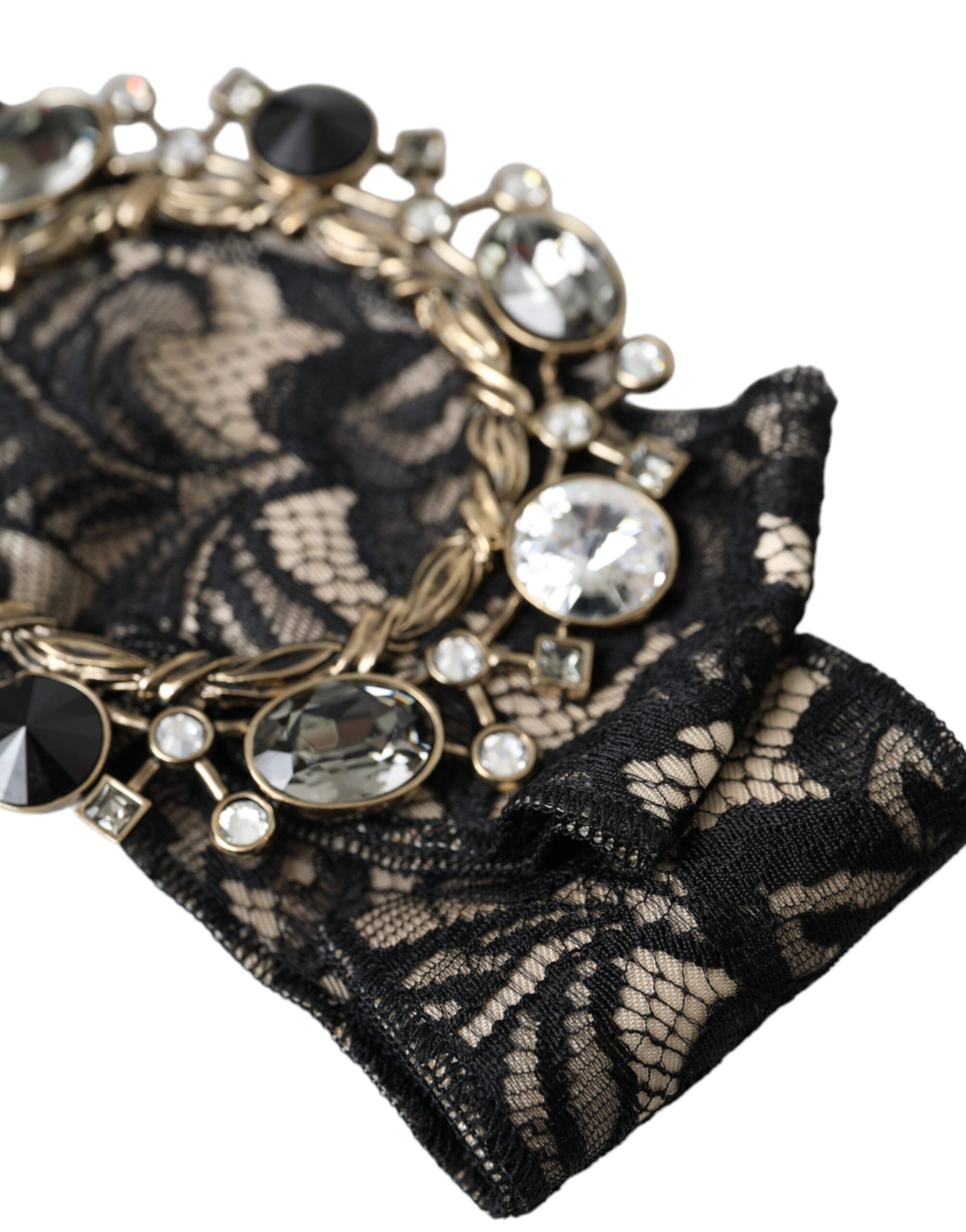 Dolce & Gabbana Black Lace Crystal Handmade Brooch Hairpin-4