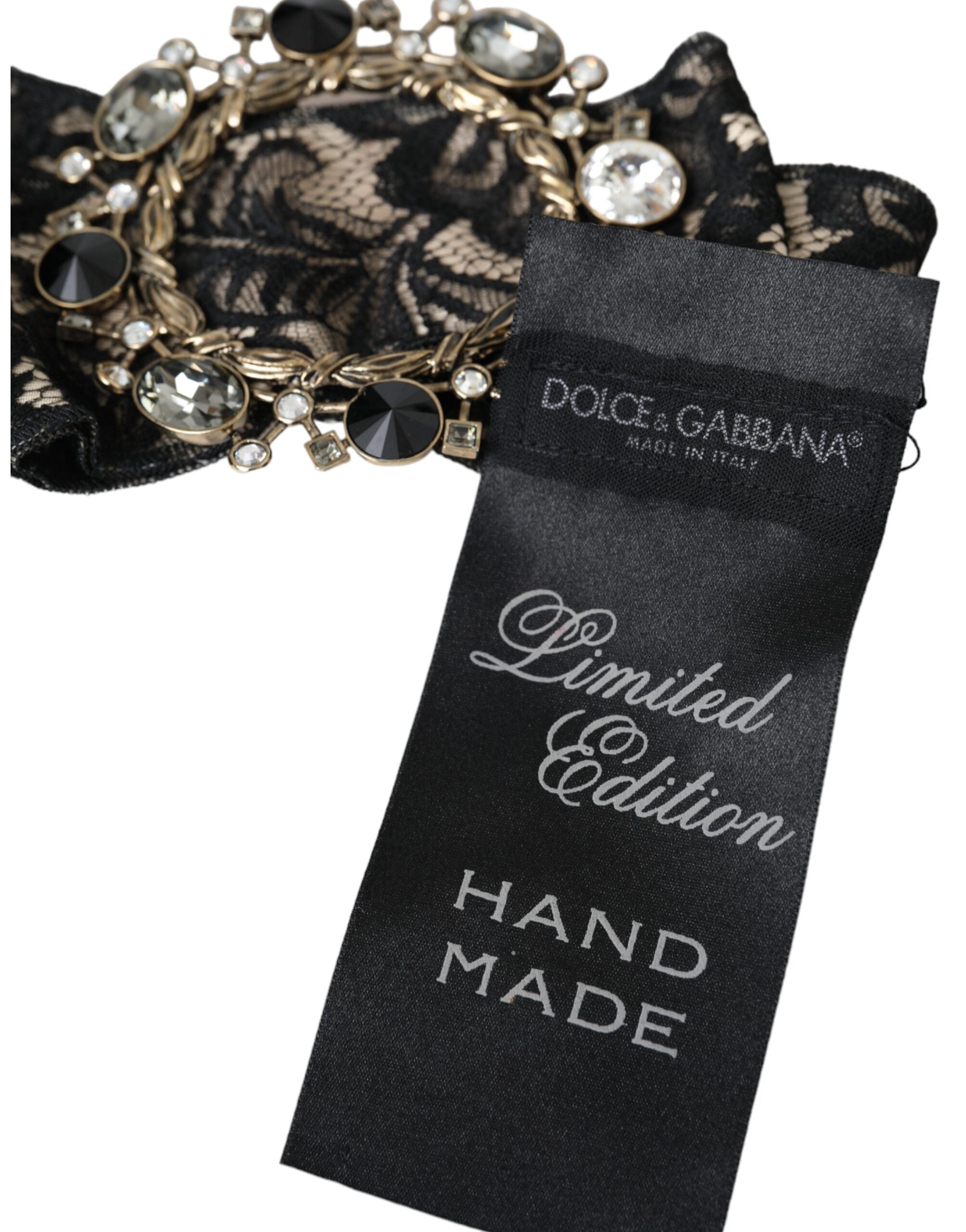 Dolce & Gabbana Black Lace Crystal Handmade Brooch Hairpin-6