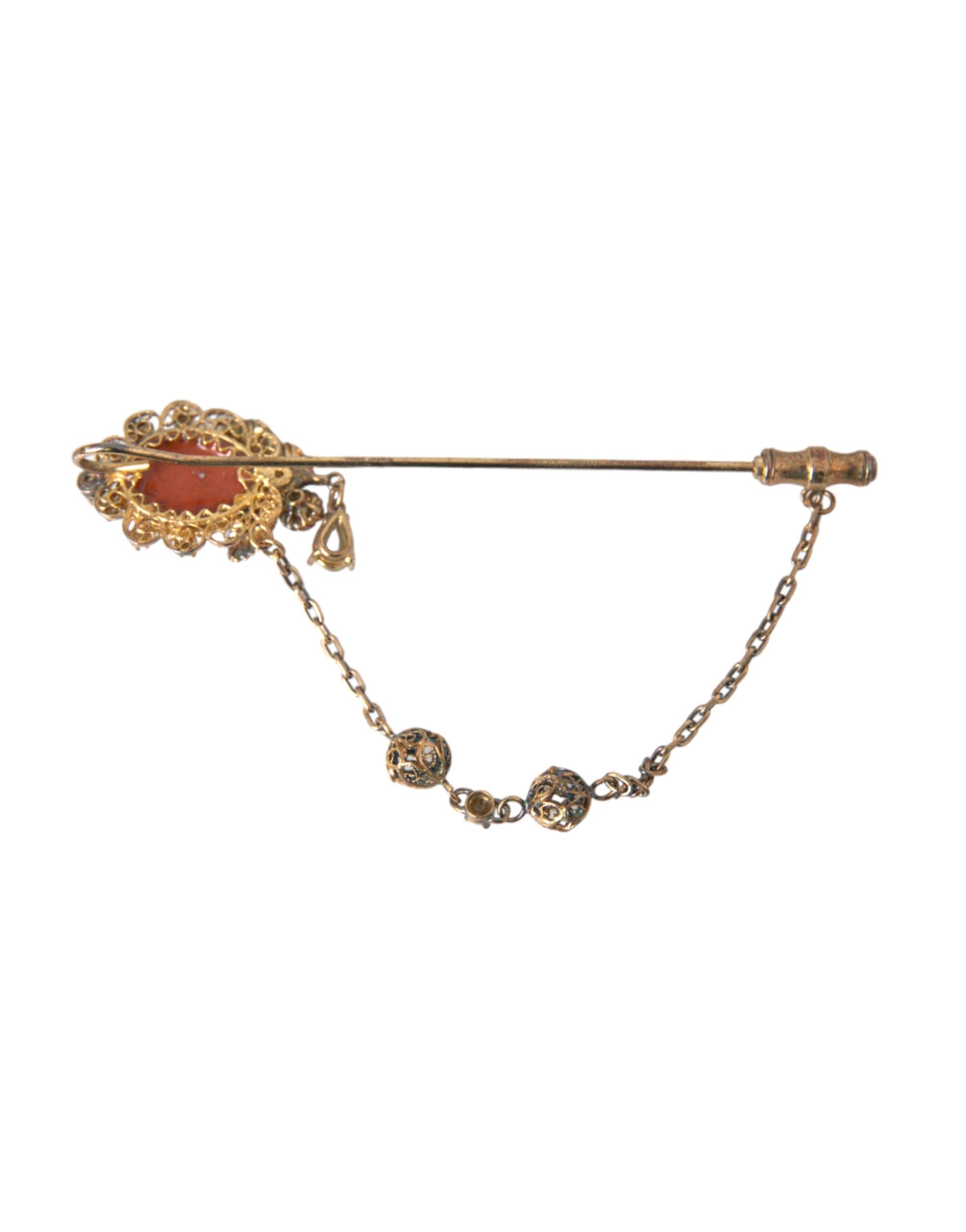 Collar de latón dorado con cristales de Dolce & Gabbana y broche de plata de ley 925-4