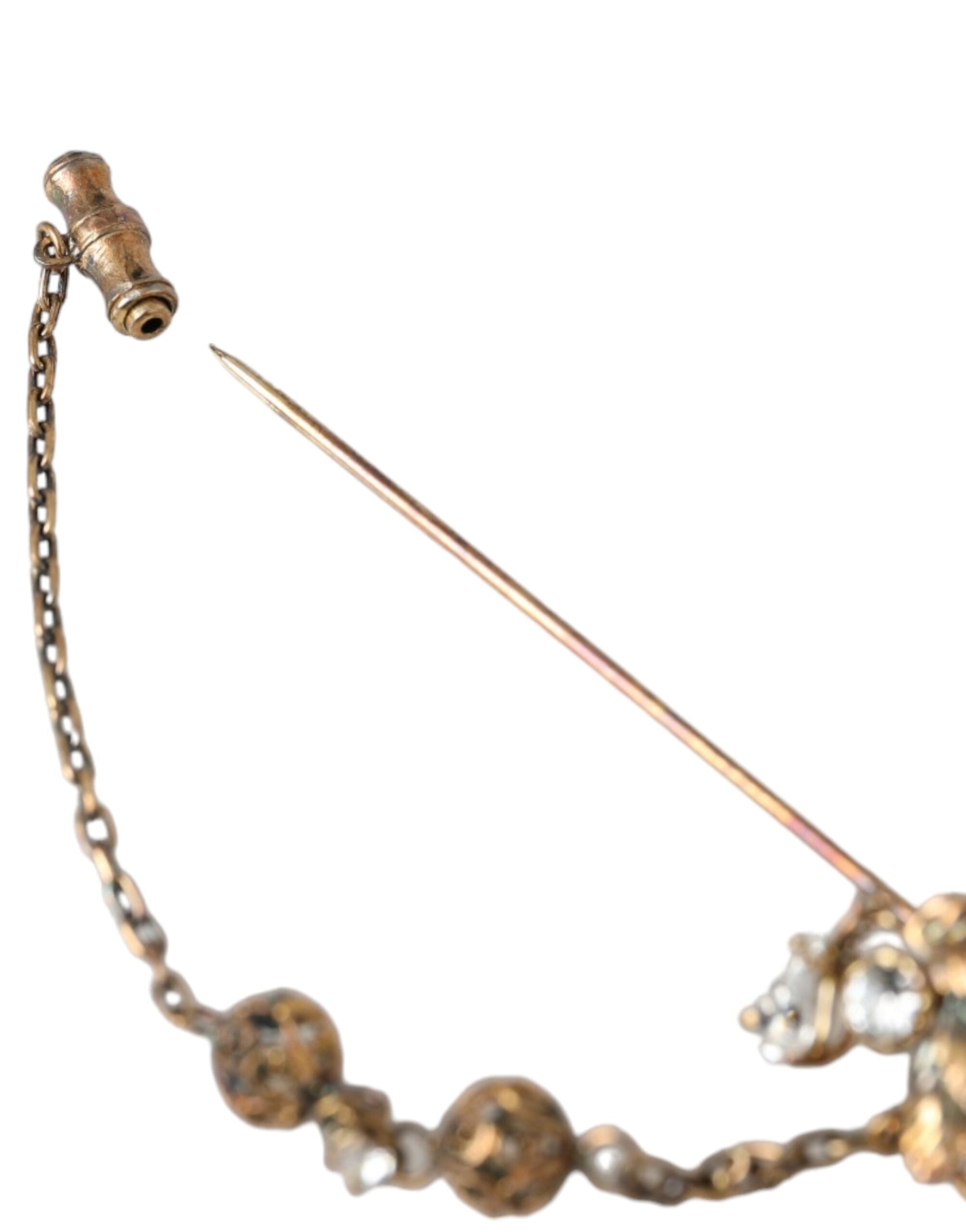Collar de latón dorado con cristales de Dolce & Gabbana y broche de plata de ley 925-5