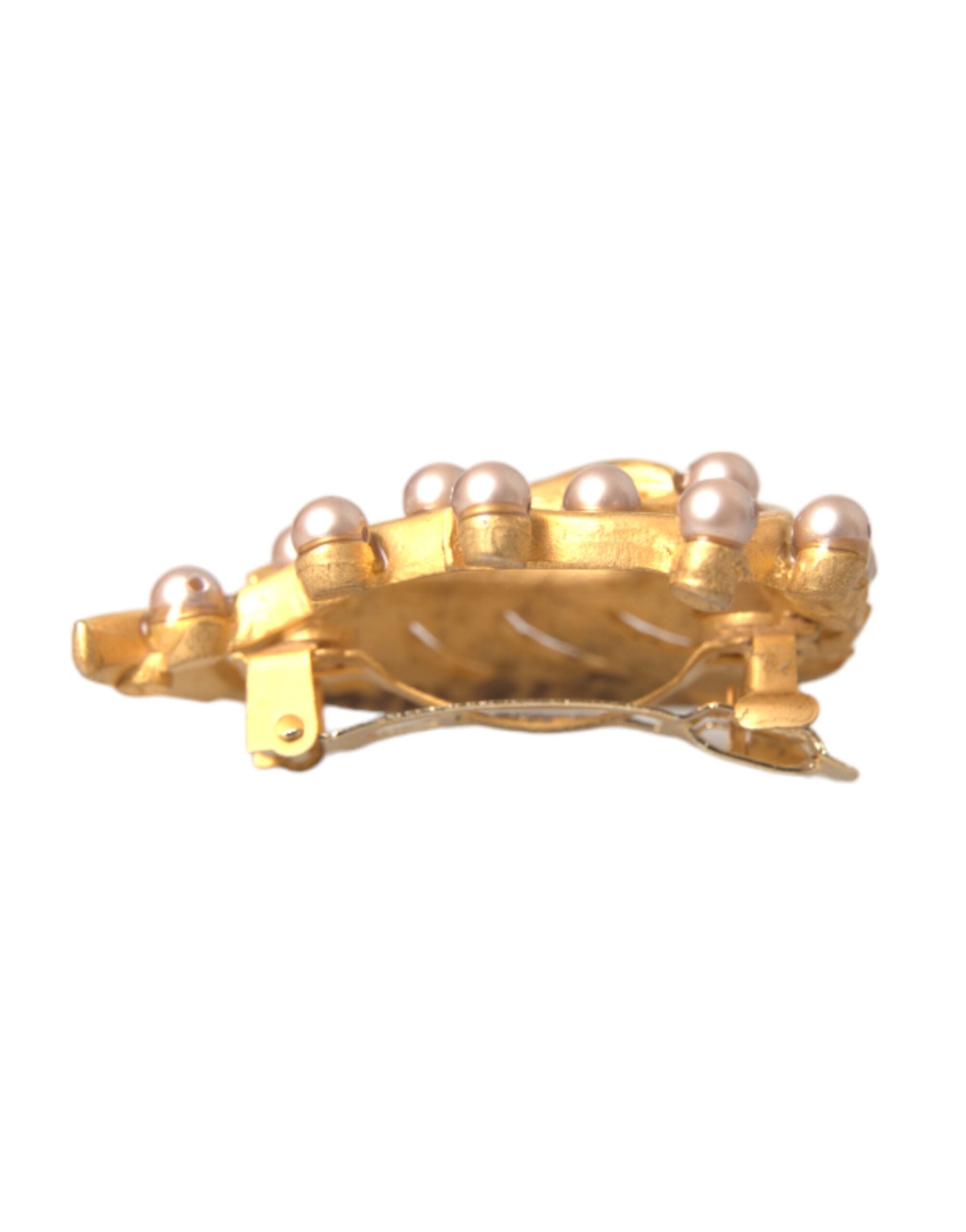 Dolce & Gabbana Gold Messing Blatt verschönert Schmuck Brosche Hair Pin-5