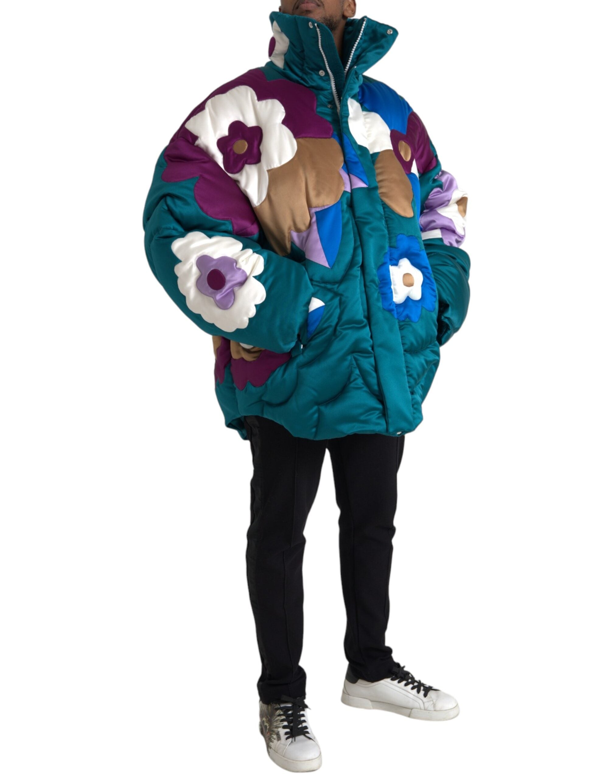 Dolce & Gabbana Multicolor Floral Windbreaker Puffer Jacket-2